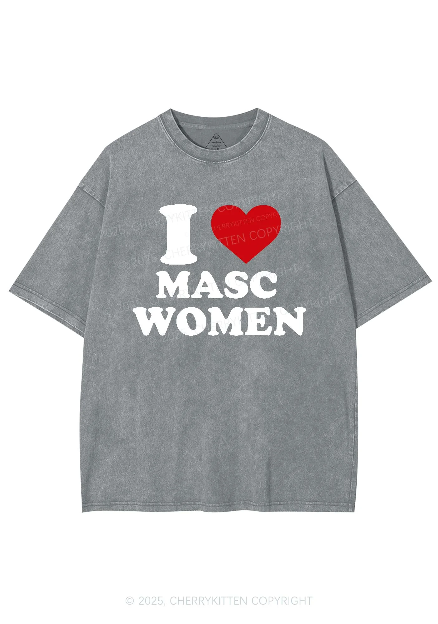I Love Masc Women Pride Y2K Shirts Washed Tee Cherrykitten - Image 6