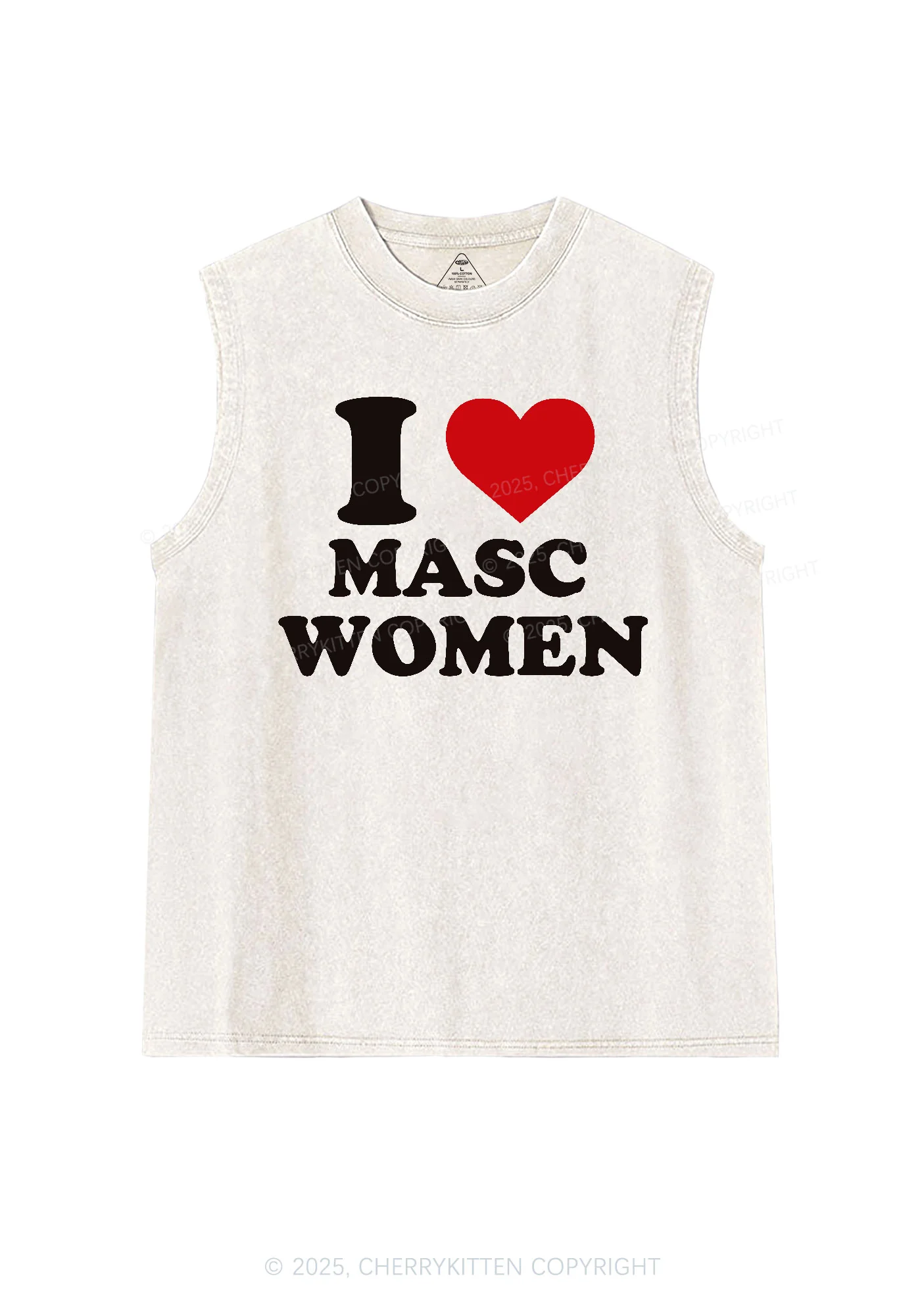 I Love Masc Women Pride Y2K Washed Muscle Tank Cherrykitten - Image 3