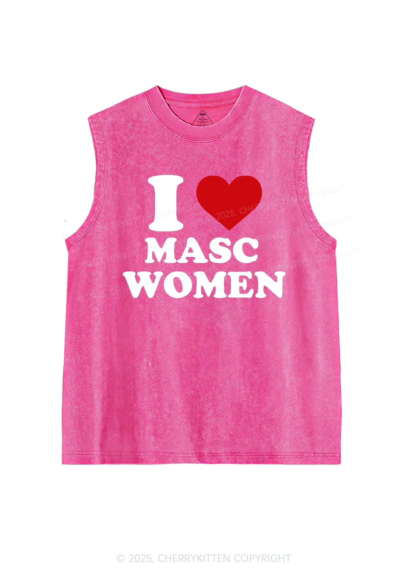 I Love Masc Women Pride Y2K Washed Muscle Tank Cherrykitten - Image 4