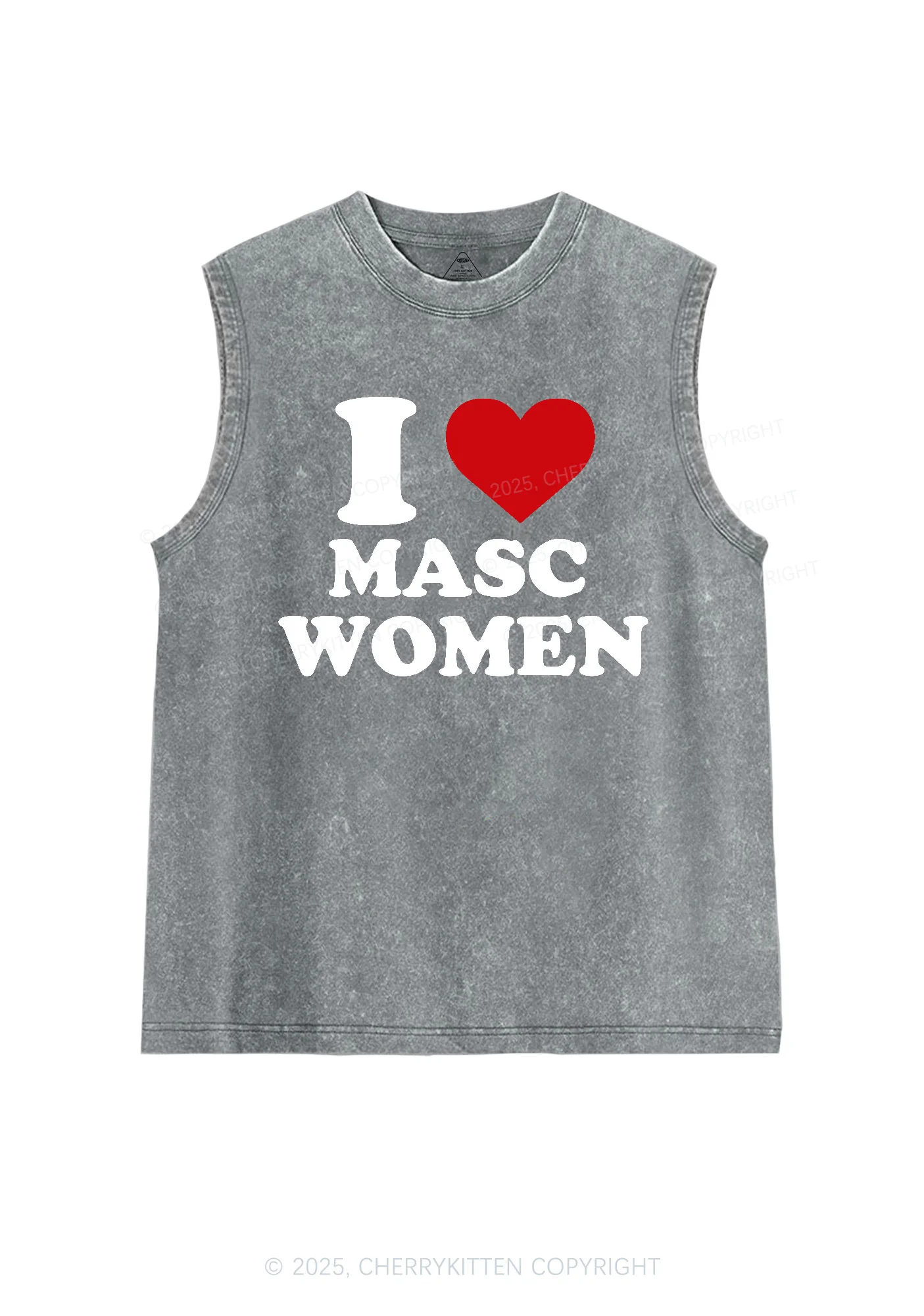 I Love Masc Women Pride Y2K Washed Muscle Tank Cherrykitten - Image 5