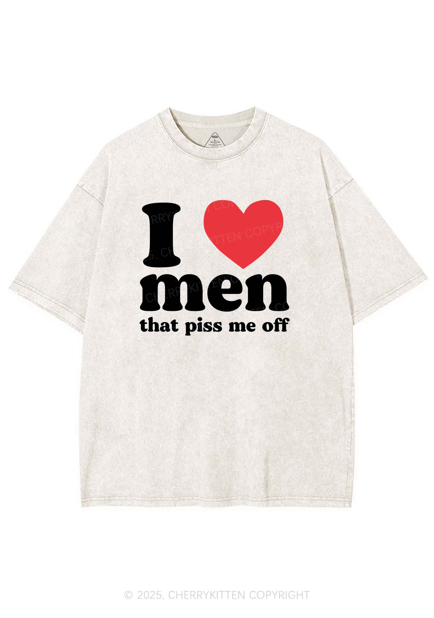 I Love Men Piss Me Off Y2K Shirts Washed Tee Cherrykitten - Image 3