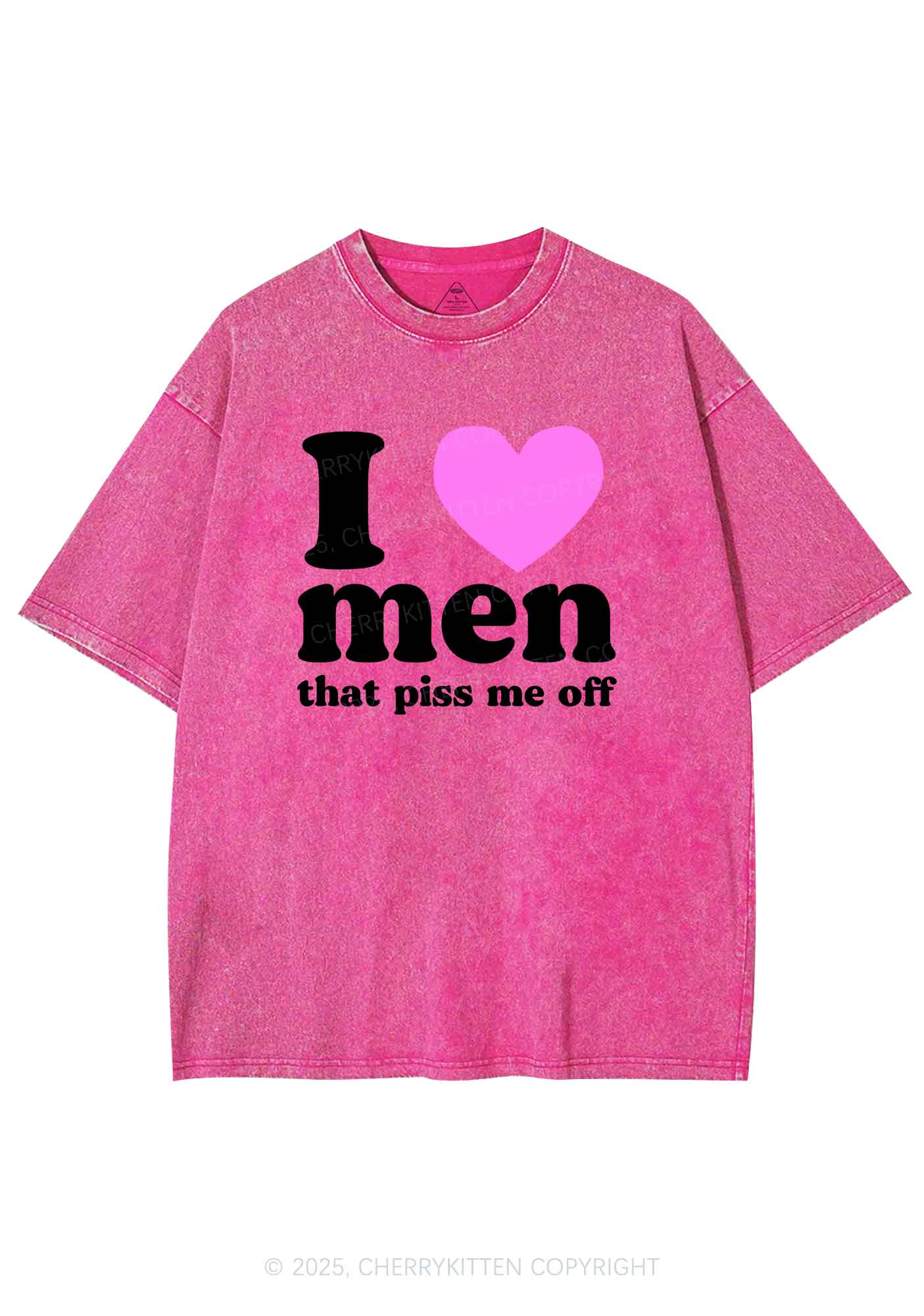 I Love Men Piss Me Off Y2K Shirts Washed Tee Cherrykitten - Image 4
