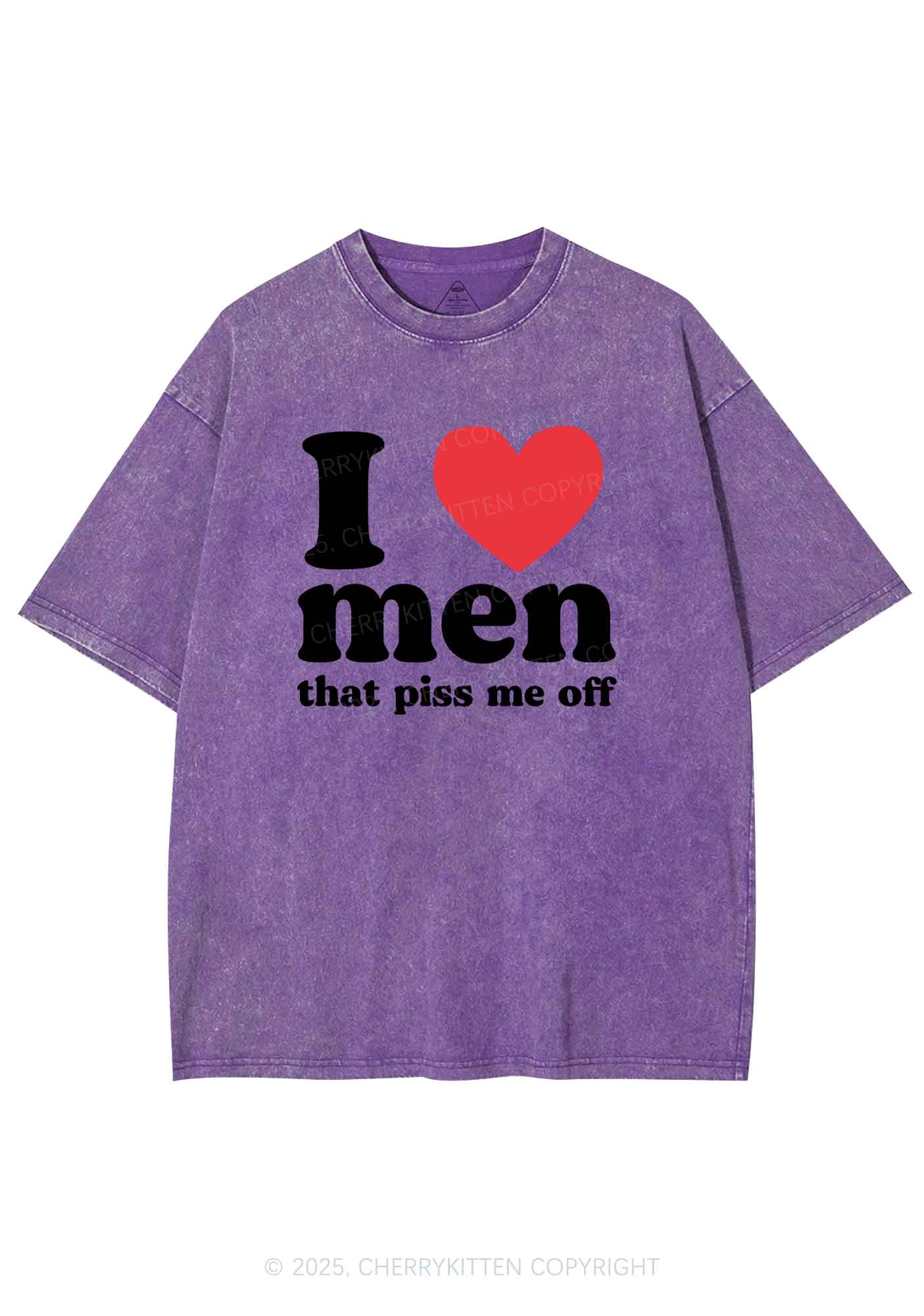 I Love Men Piss Me Off Y2K Shirts Washed Tee Cherrykitten - Image 5