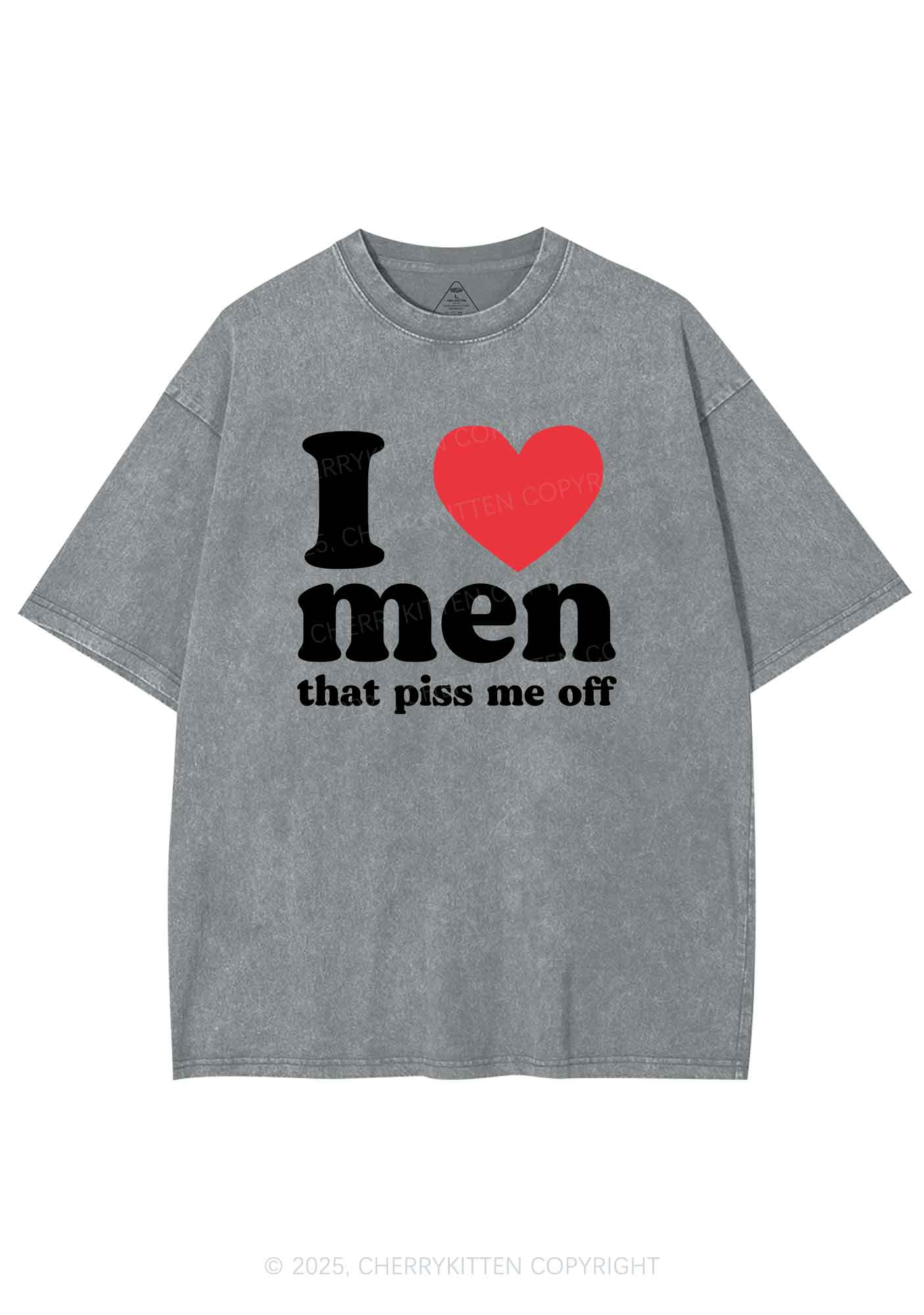 I Love Men Piss Me Off Y2K Shirts Washed Tee Cherrykitten - Image 7