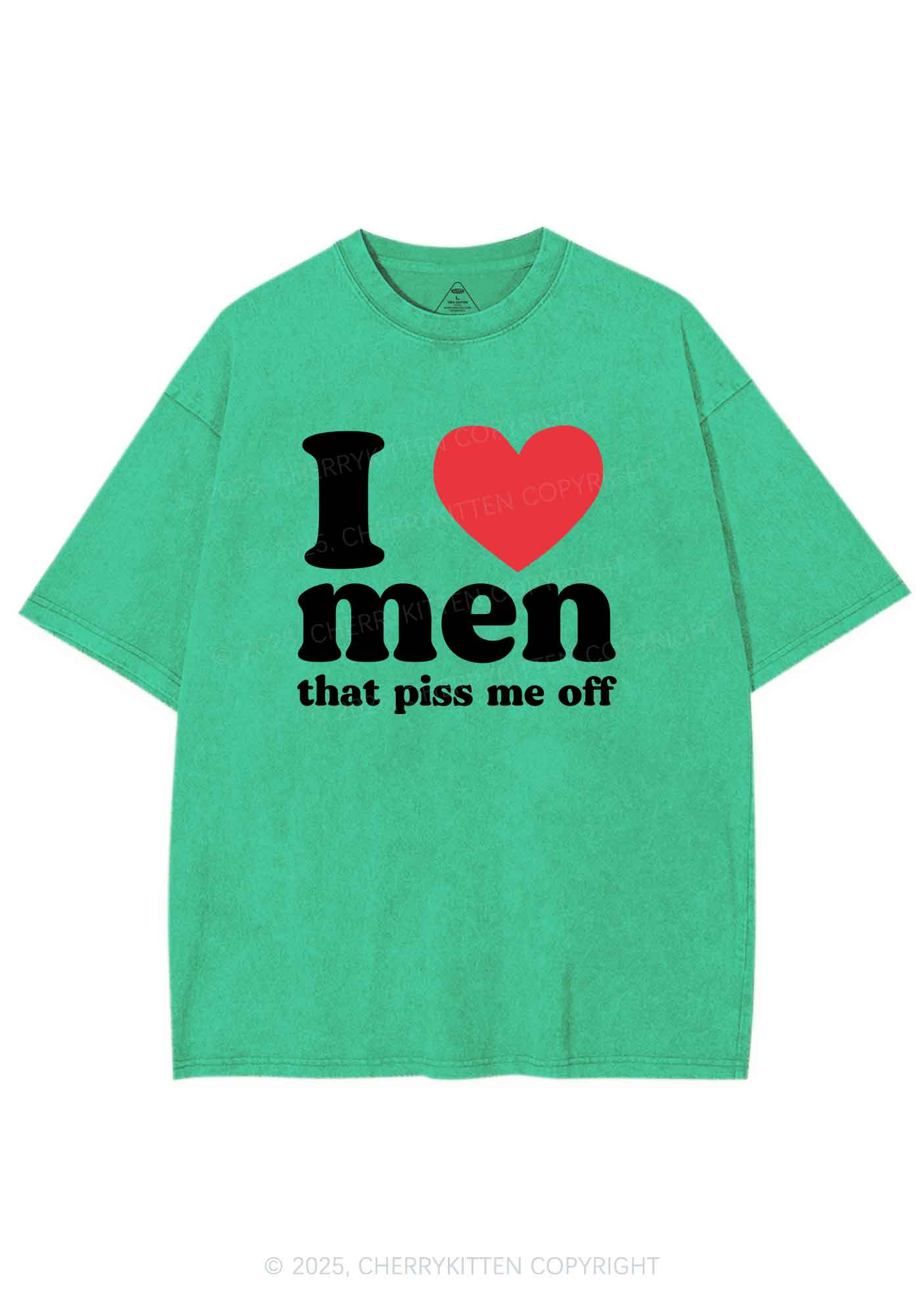 I Love Men Piss Me Off Y2K Shirts Washed Tee Cherrykitten - Image 8