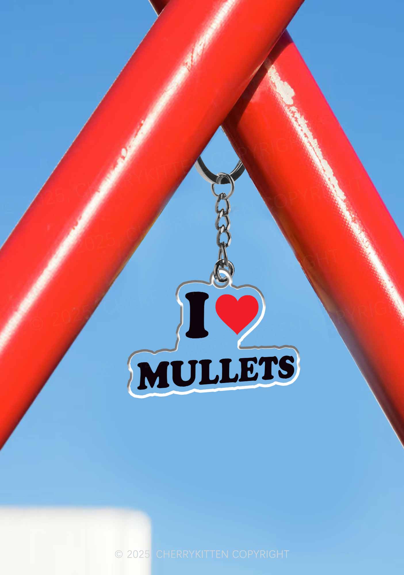 I Love Mullets 1Pc Y2K Keychain Cherrykitten - Image 3