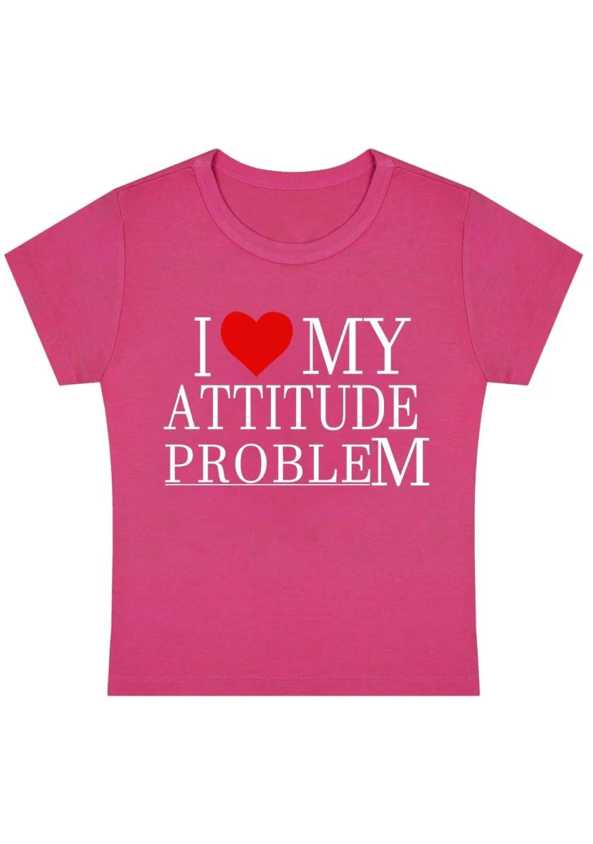 I Love My Attitude Problem Y2K Baby Tee - Image 3
