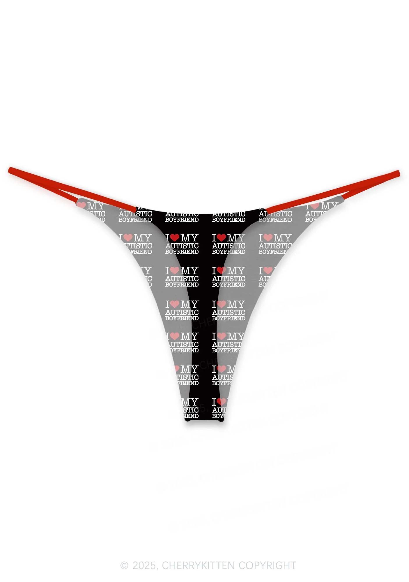 I Love My Autistic BF GF Valentine's Day Y2K Print Couples Boxer Thong Set Cherrykitten - Image 3