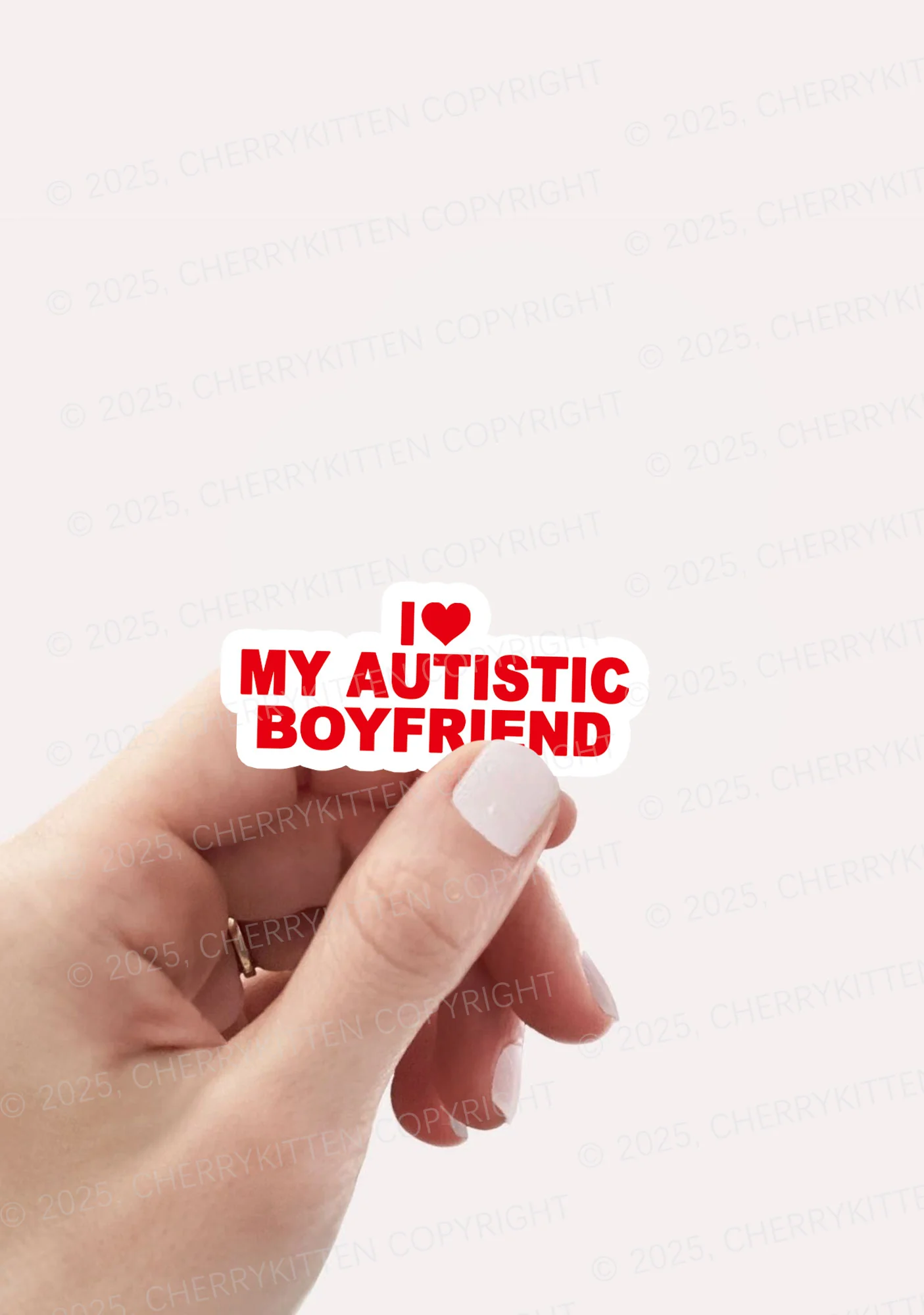 I Love My Autistic BF Valentine's Day 1pc Y2K Sticker Cherrykitten - Image 2