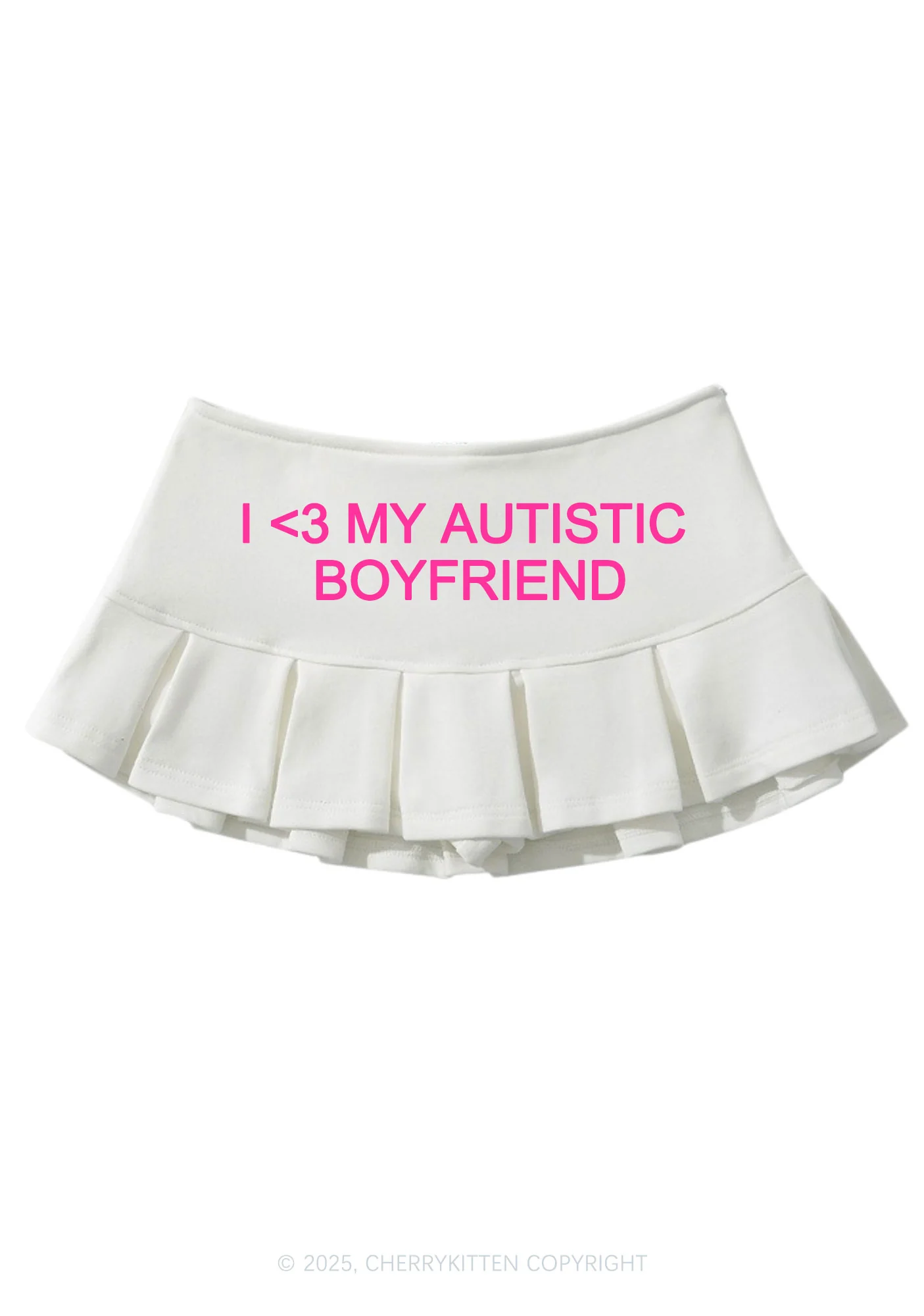 I Love My Autistic BF Valentine's Day Y2K Mini Pleated Skirts Cherrykitten - Image 2