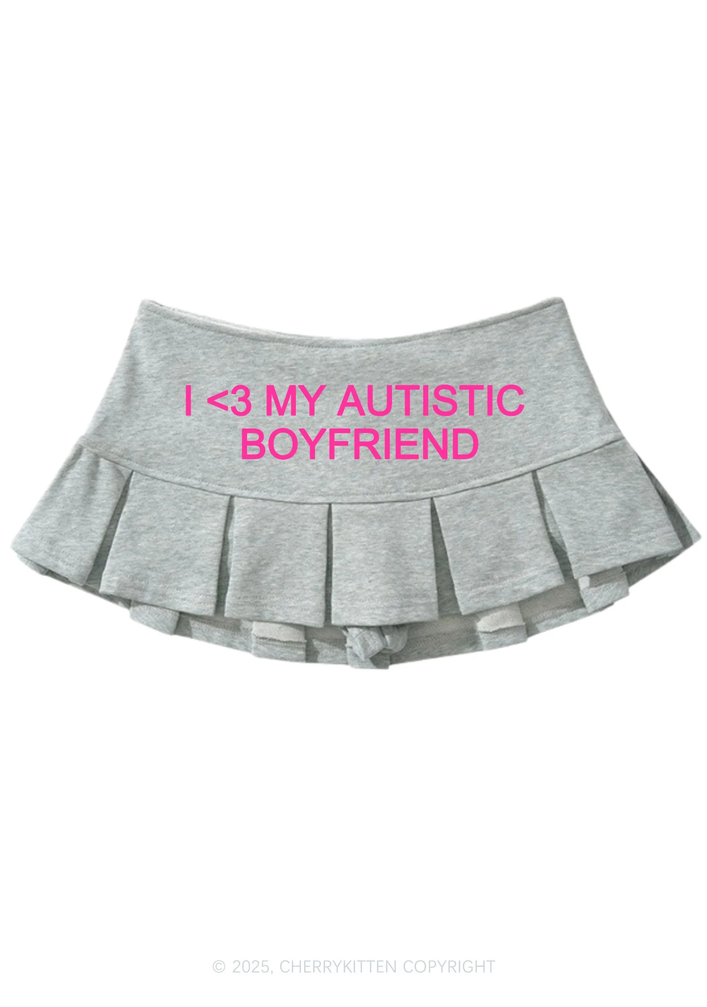 I Love My Autistic BF Valentine's Day Y2K Mini Pleated Skirts Cherrykitten - Image 3