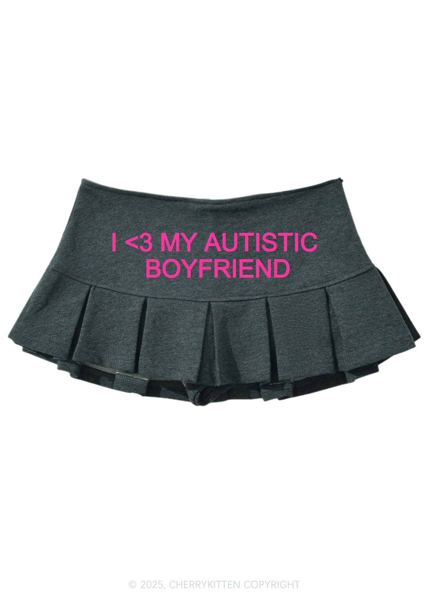I Love My Autistic BF Valentine's Day Y2K Mini Pleated Skirts Cherrykitten - Image 4