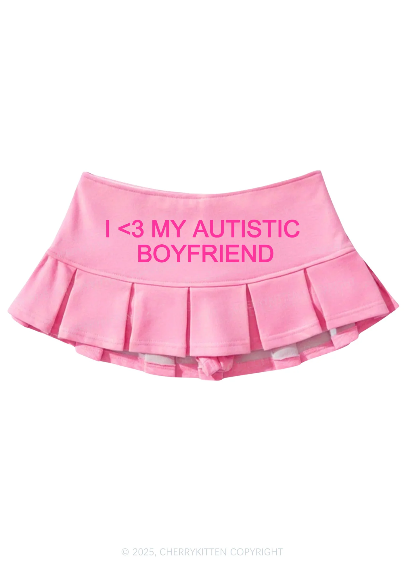 I Love My Autistic BF Valentine's Day Y2K Mini Pleated Skirts Cherrykitten - Image 5