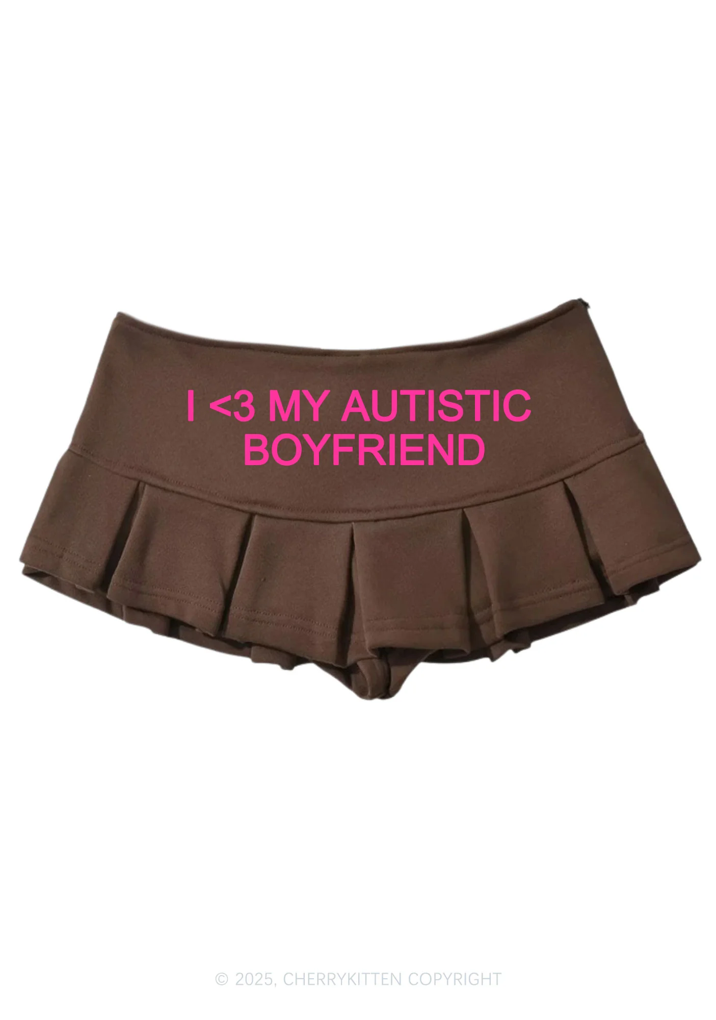 I Love My Autistic BF Valentine's Day Y2K Mini Pleated Skirts Cherrykitten - Image 6