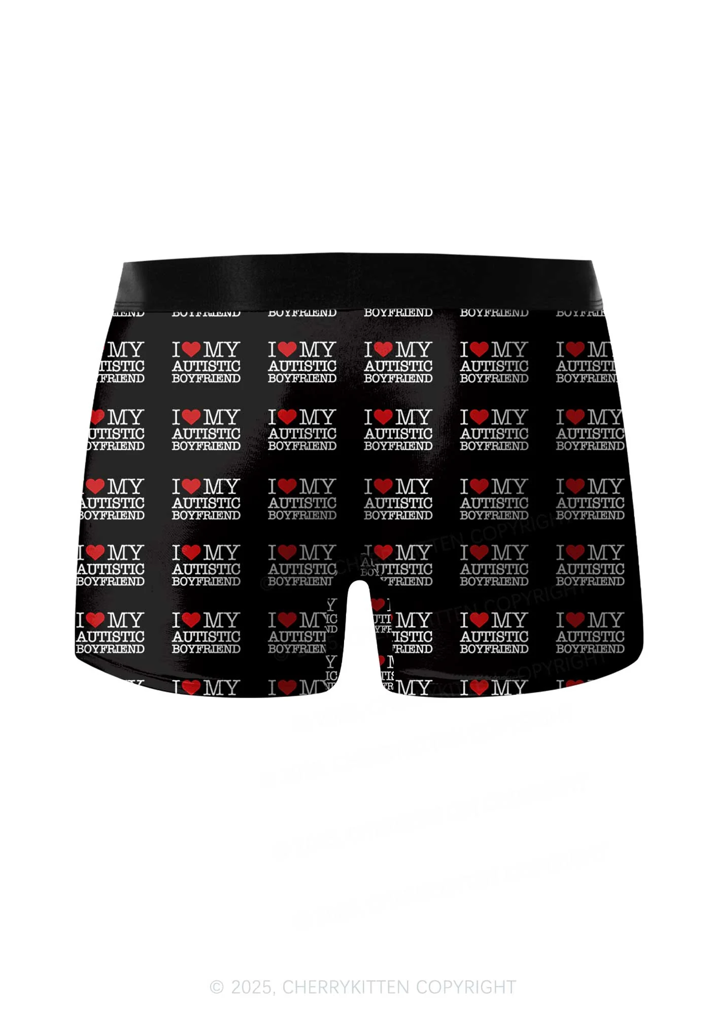 I Love My Autistic BF GF Valentine's Day Y2K Print Couples Boxer Thong Set Cherrykitten - Image 5