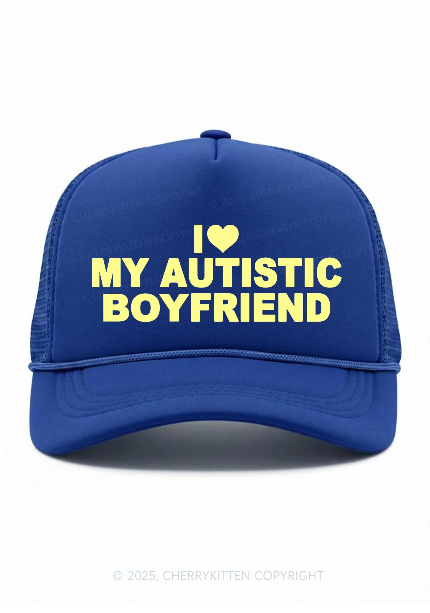 I Love My Autistic GF BF Valentine's Day Y2K Trucker Hat Cherrykitten - Image 6