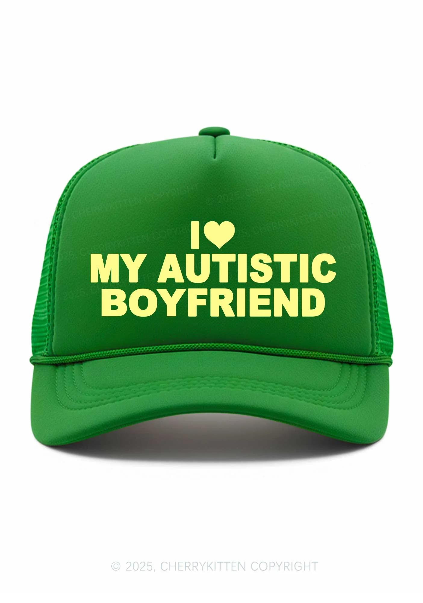 I Love My Autistic GF BF Valentine's Day Y2K Trucker Hat Cherrykitten - Image 8