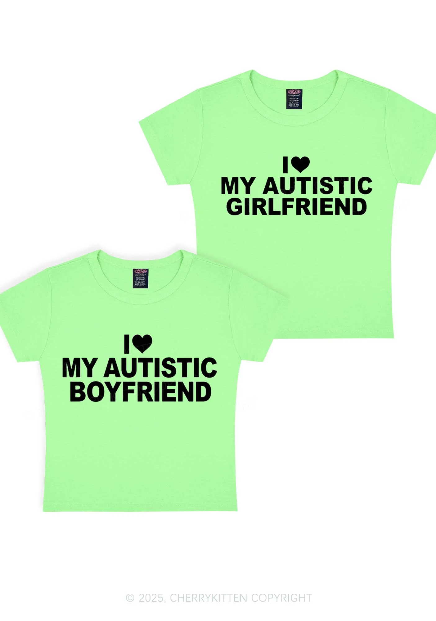 I Love My Autistic GF BF Y2K Valentine's Day Baby Tee Cherrykitten - Image 10