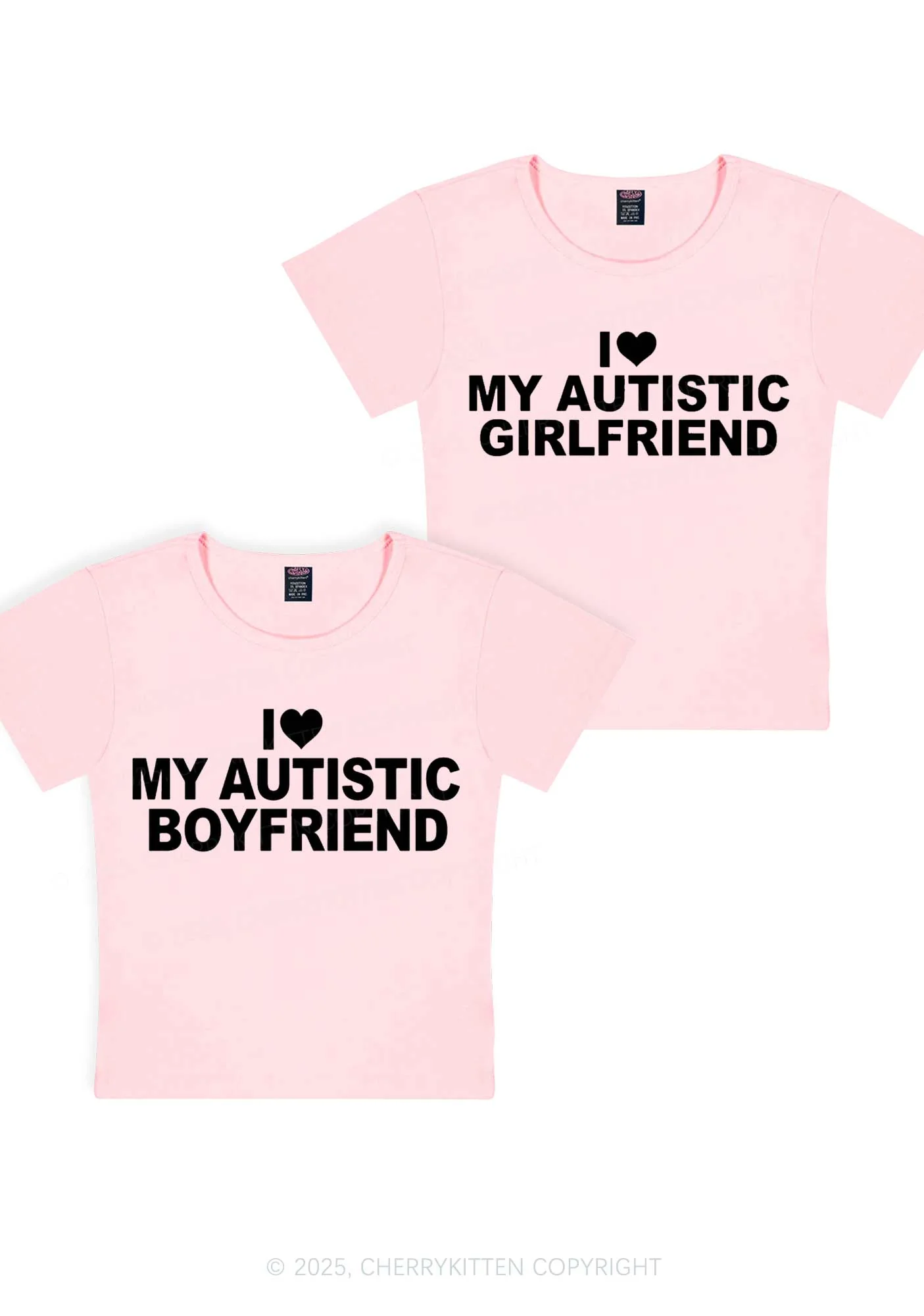 I Love My Autistic GF BF Y2K Valentine's Day Baby Tee Cherrykitten - Image 11