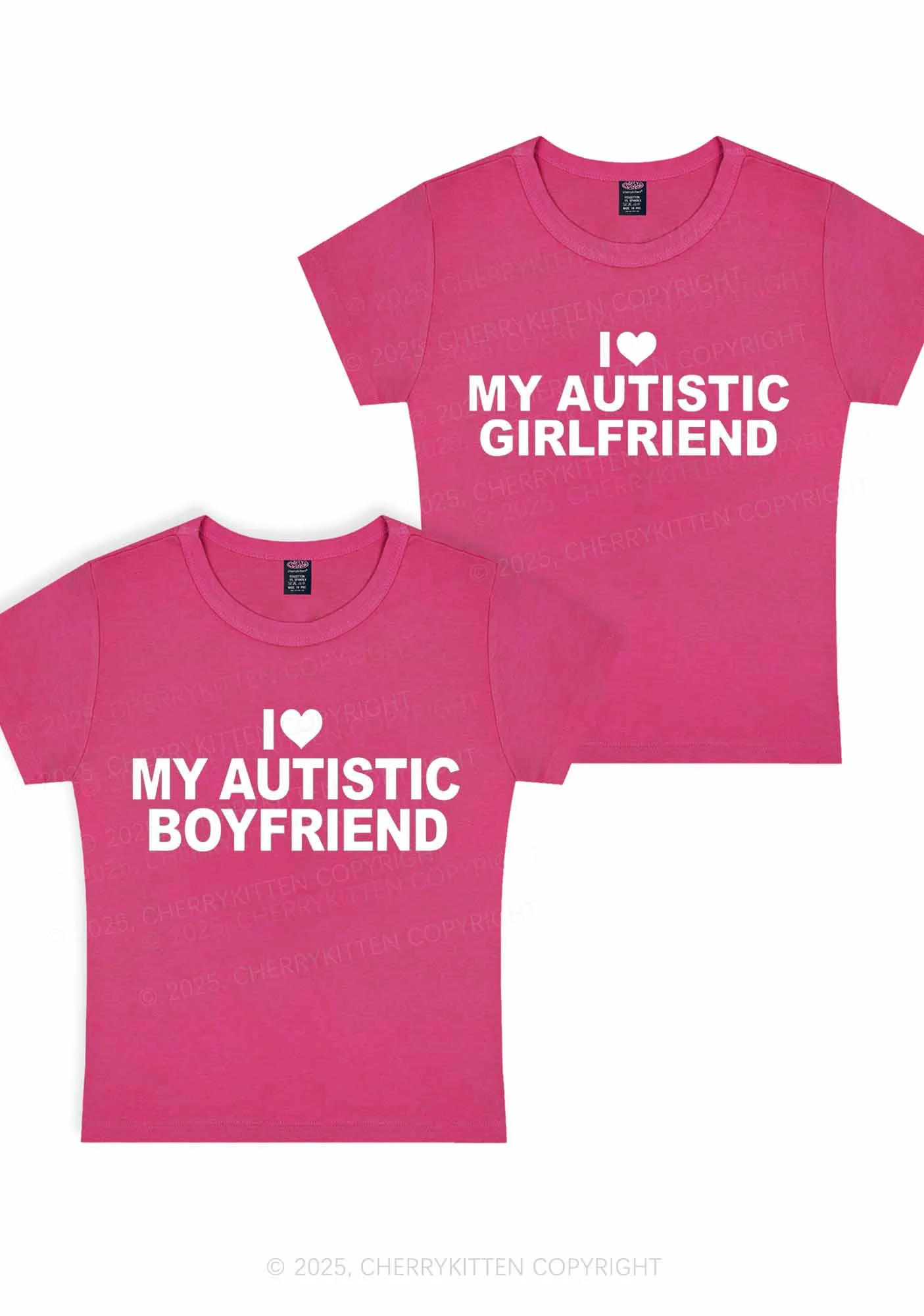 I Love My Autistic GF BF Y2K Valentine's Day Baby Tee Cherrykitten - Image 3