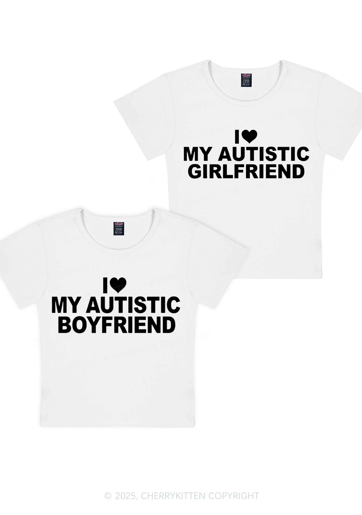 I Love My Autistic GF BF Y2K Valentine's Day Baby Tee Cherrykitten - Image 4