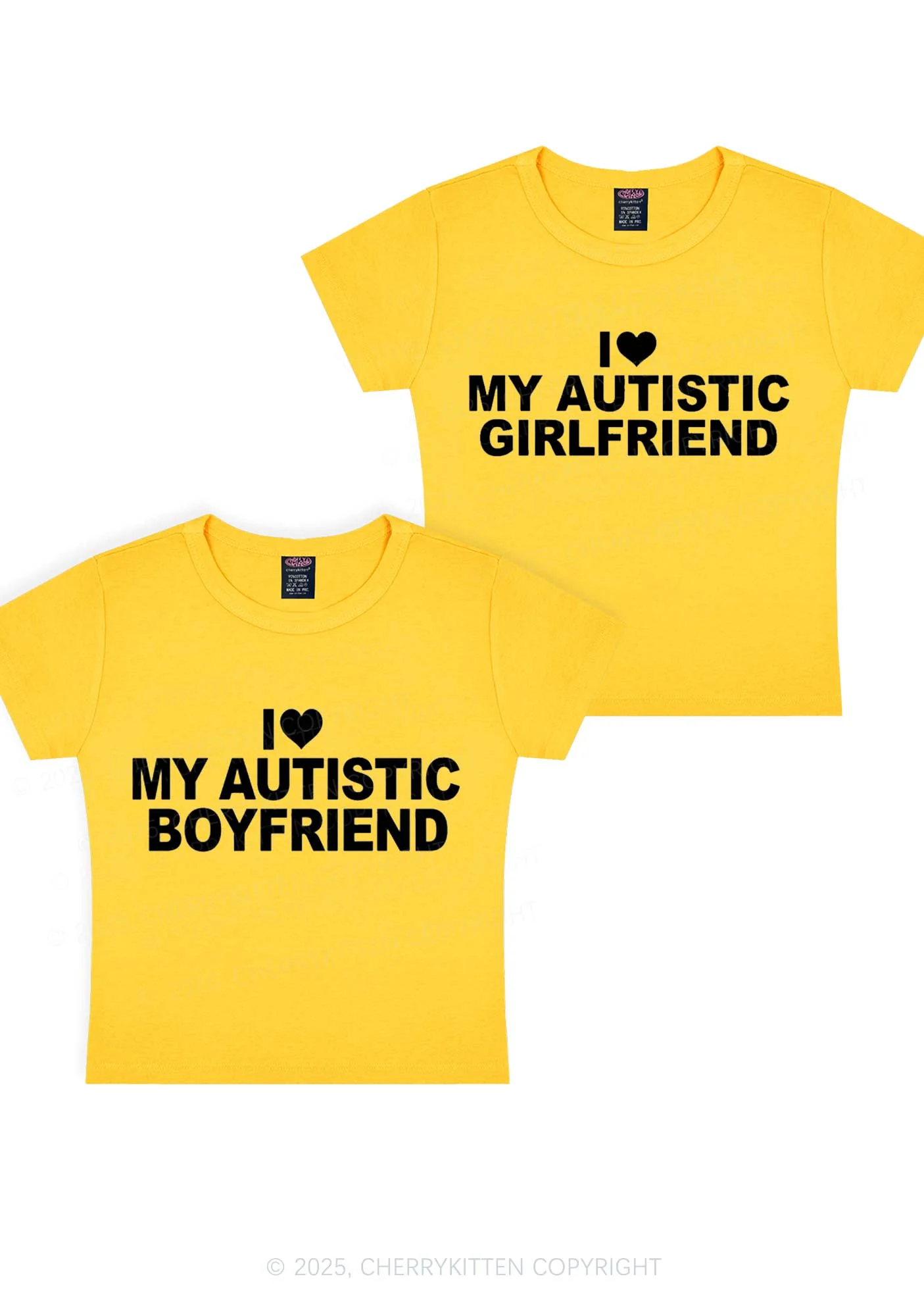 I Love My Autistic GF BF Y2K Valentine's Day Baby Tee Cherrykitten - Image 6
