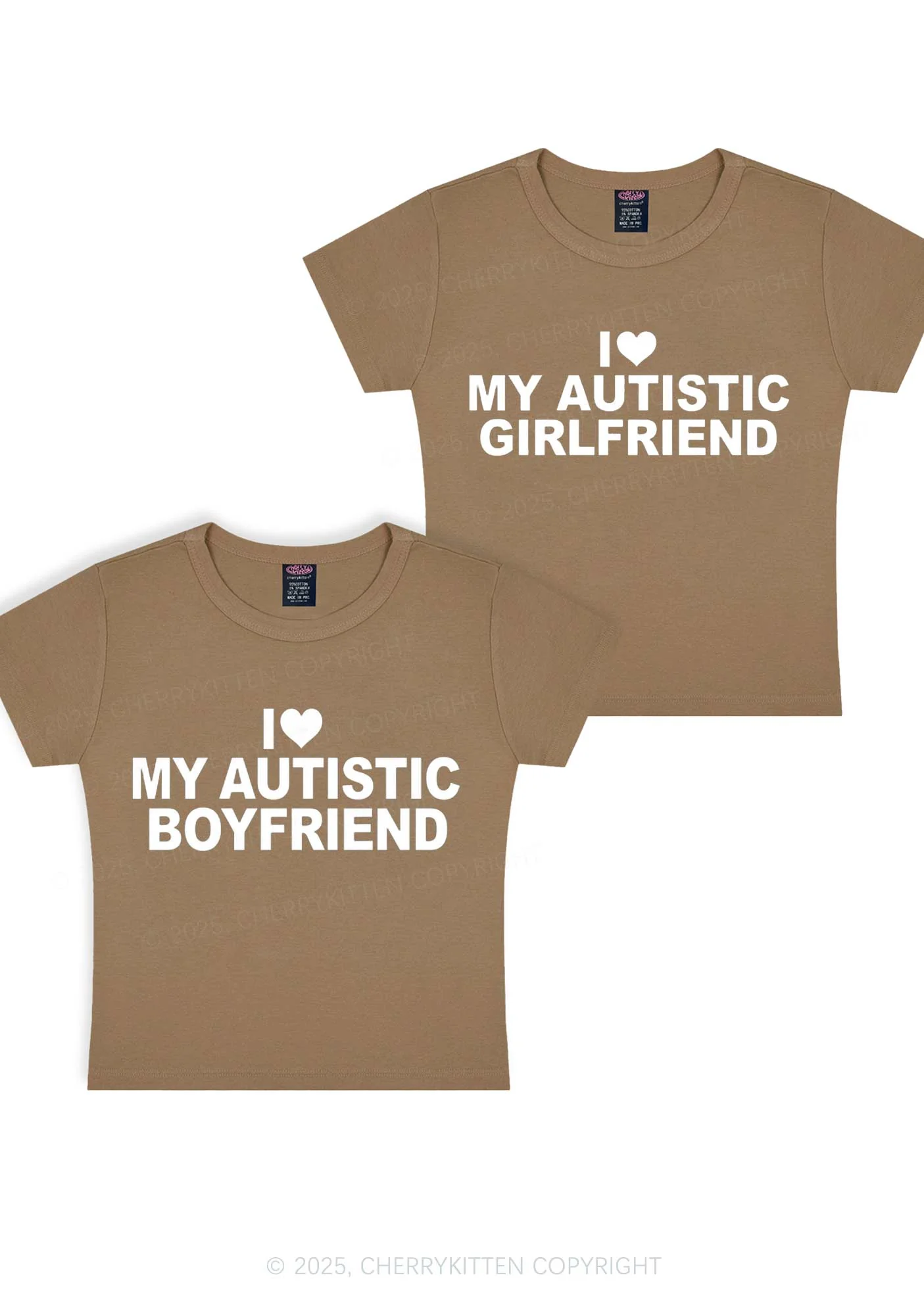 I Love My Autistic GF BF Y2K Valentine's Day Baby Tee Cherrykitten - Image 7