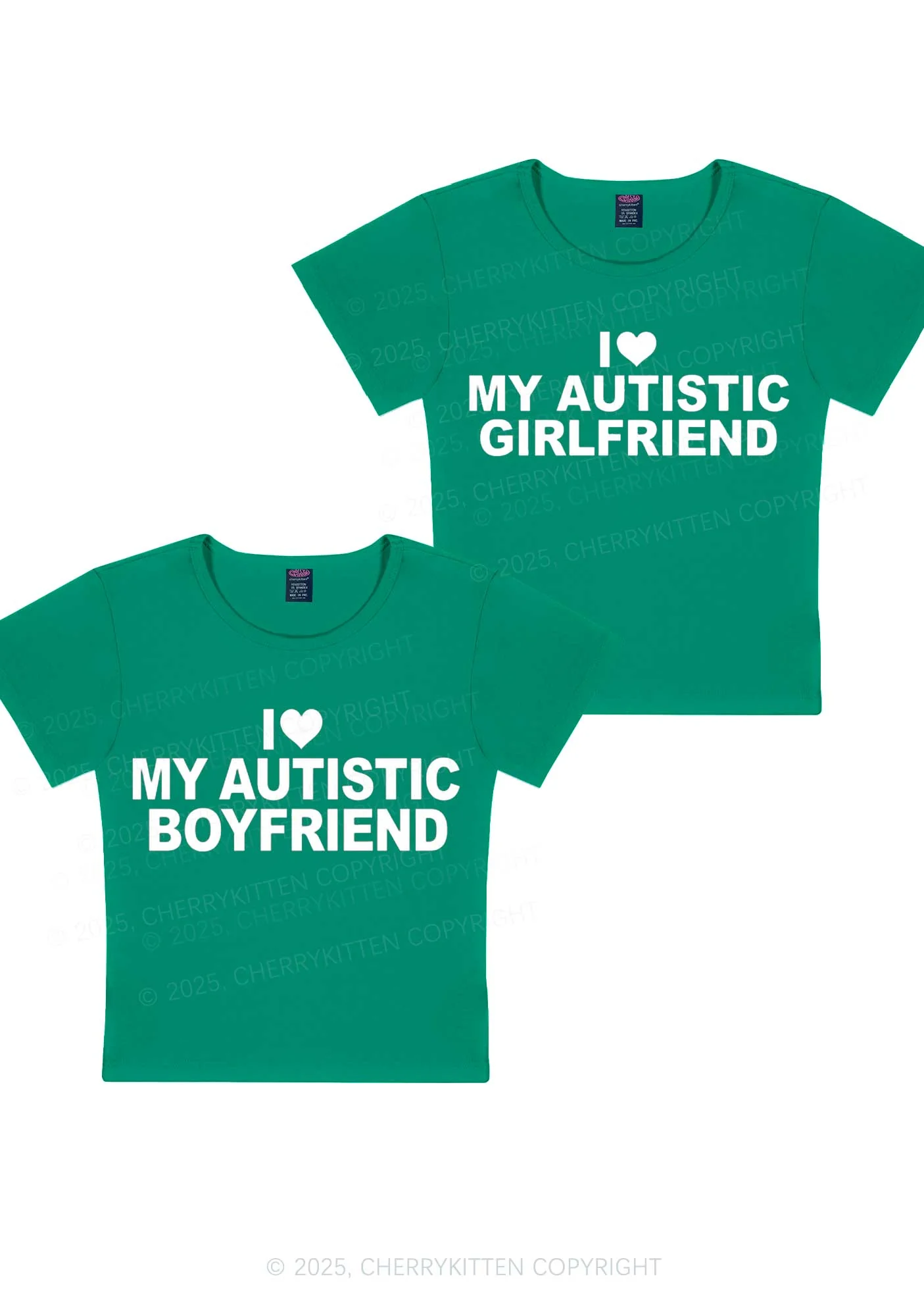 I Love My Autistic GF BF Y2K Valentine's Day Baby Tee Cherrykitten - Image 9