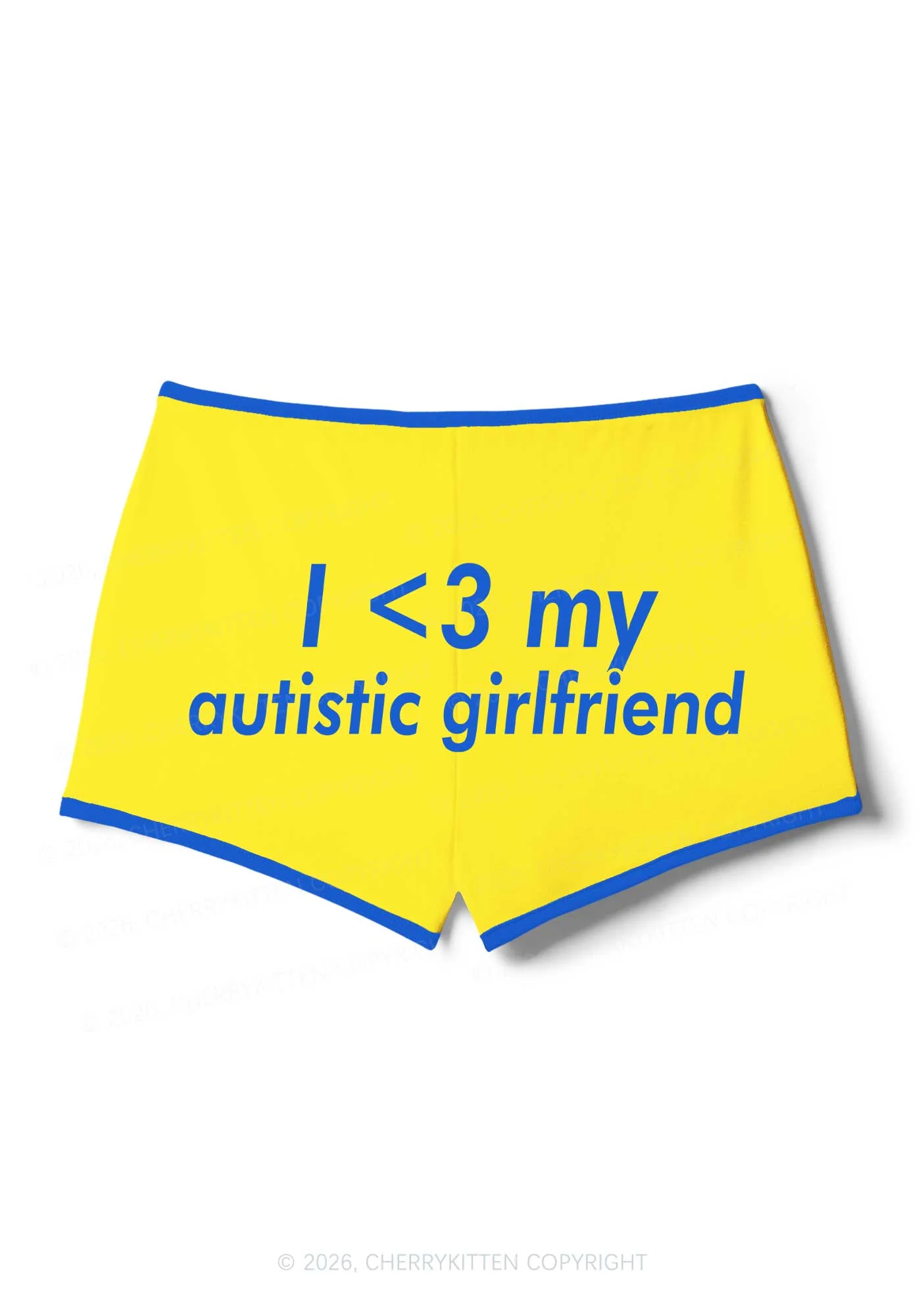 I Love My Autistic GF Valentine's Day Y2K Booty Shorts Cherrykitten - Image 3