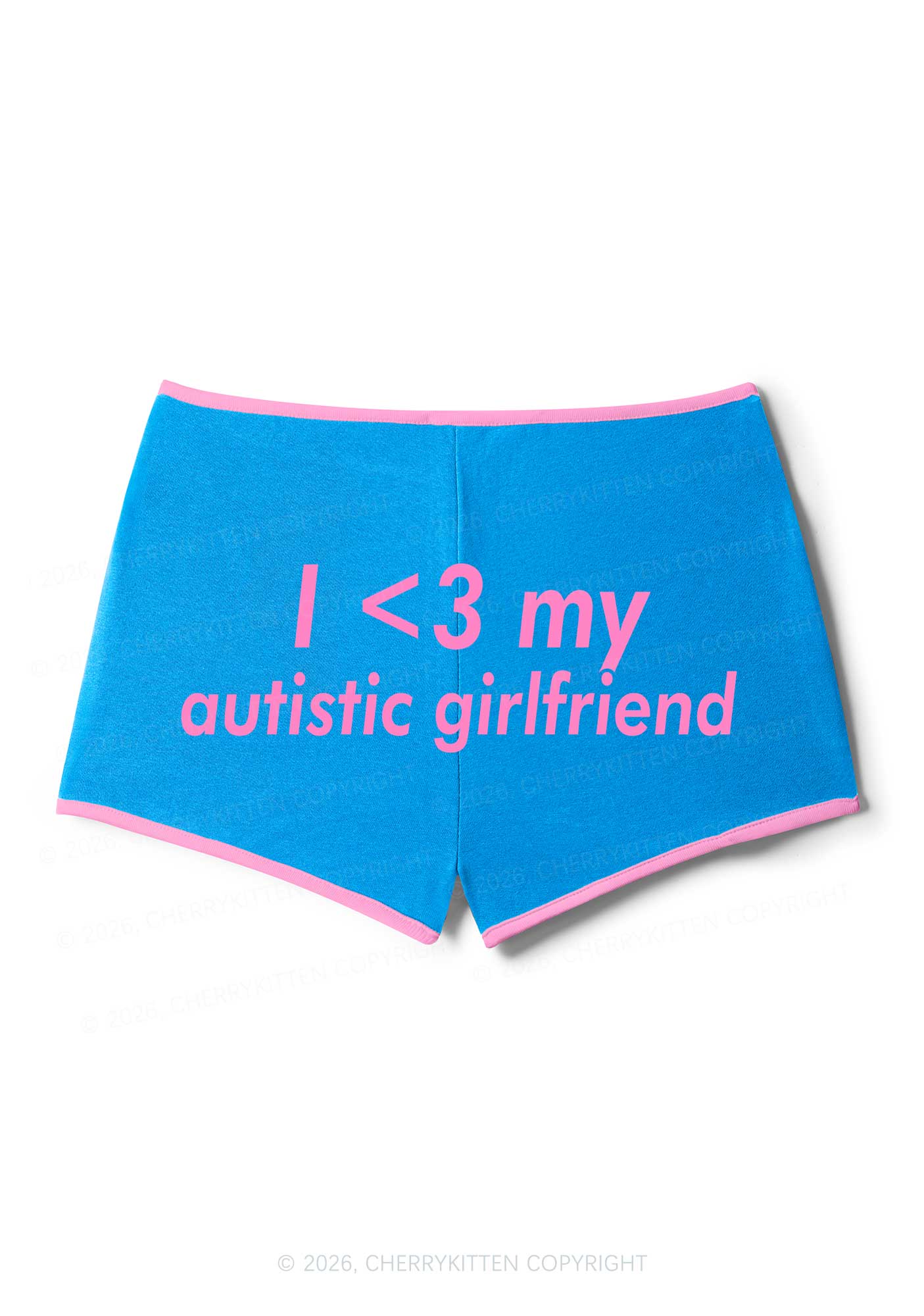 I Love My Autistic GF Valentine's Day Y2K Booty Shorts Cherrykitten - Image 5