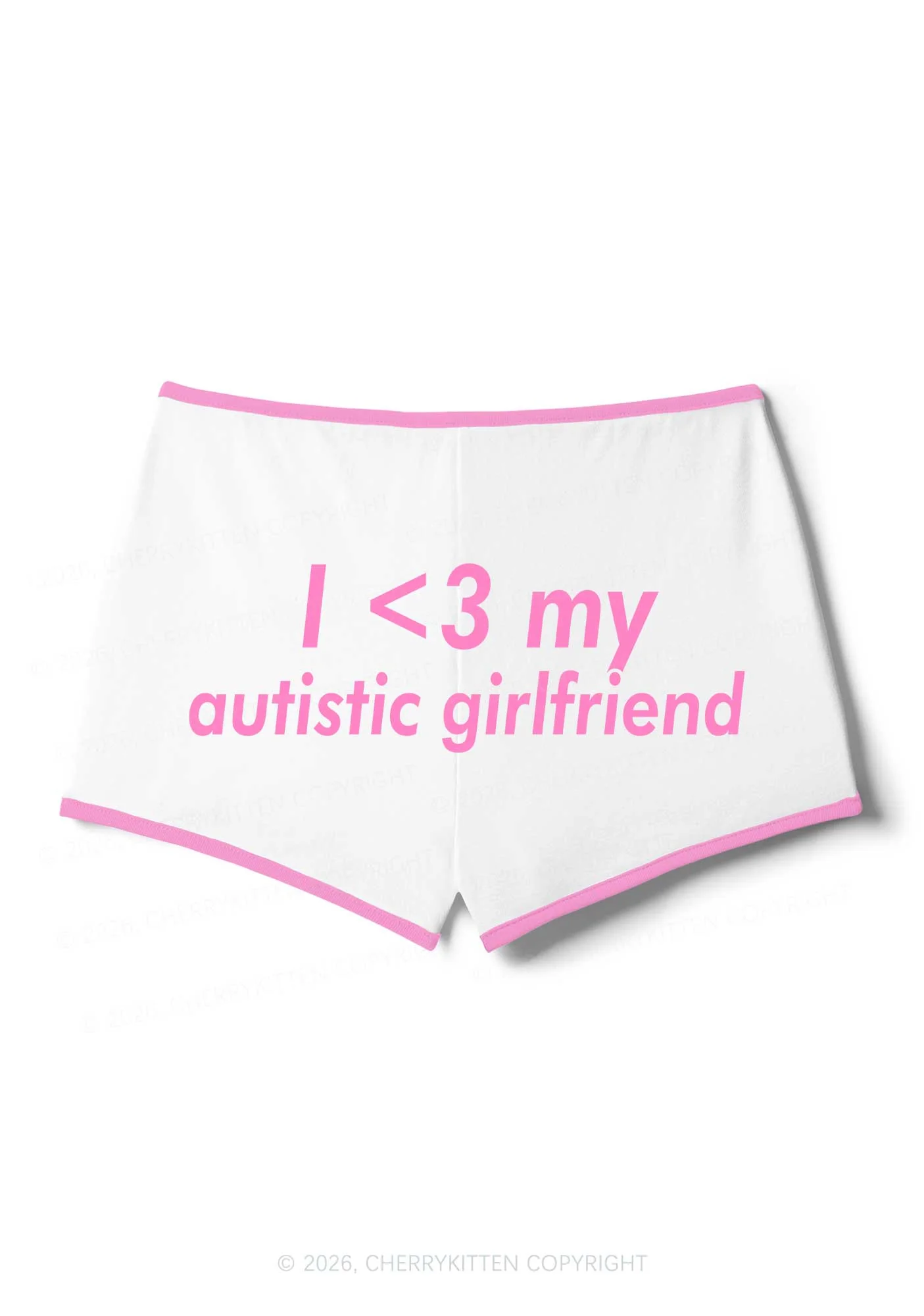 I Love My Autistic GF Valentine's Day Y2K Booty Shorts Cherrykitten - Image 6