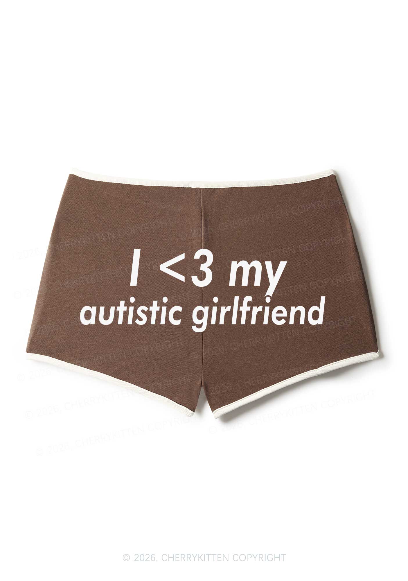 I Love My Autistic GF Valentine's Day Y2K Booty Shorts Cherrykitten - Image 7