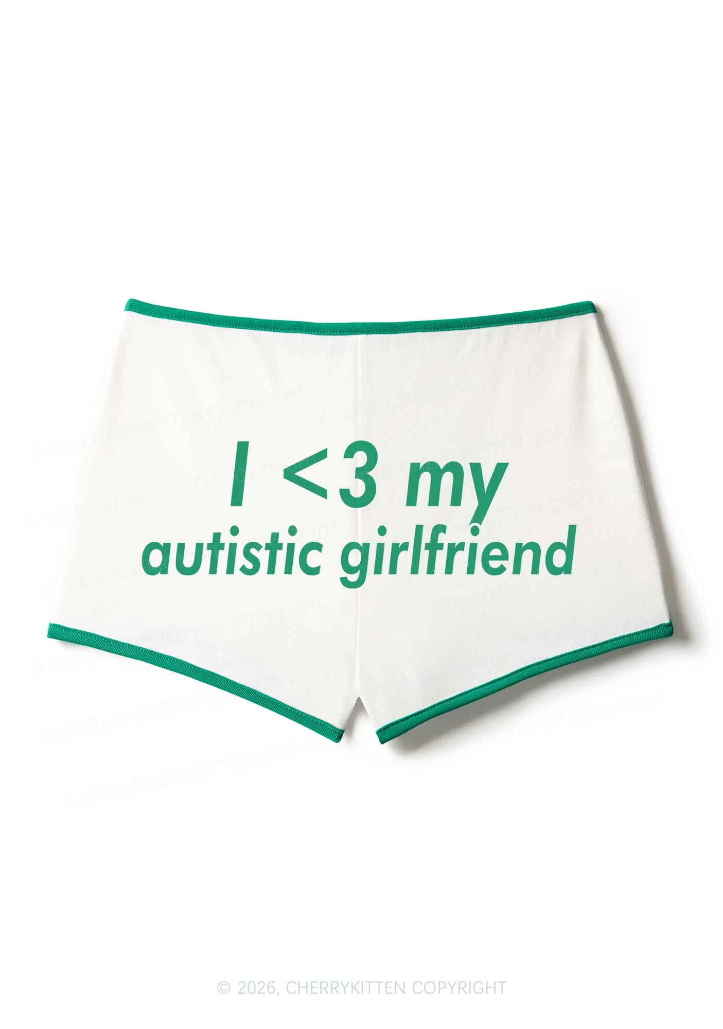 I Love My Autistic GF Valentine's Day Y2K Booty Shorts Cherrykitten - Image 8