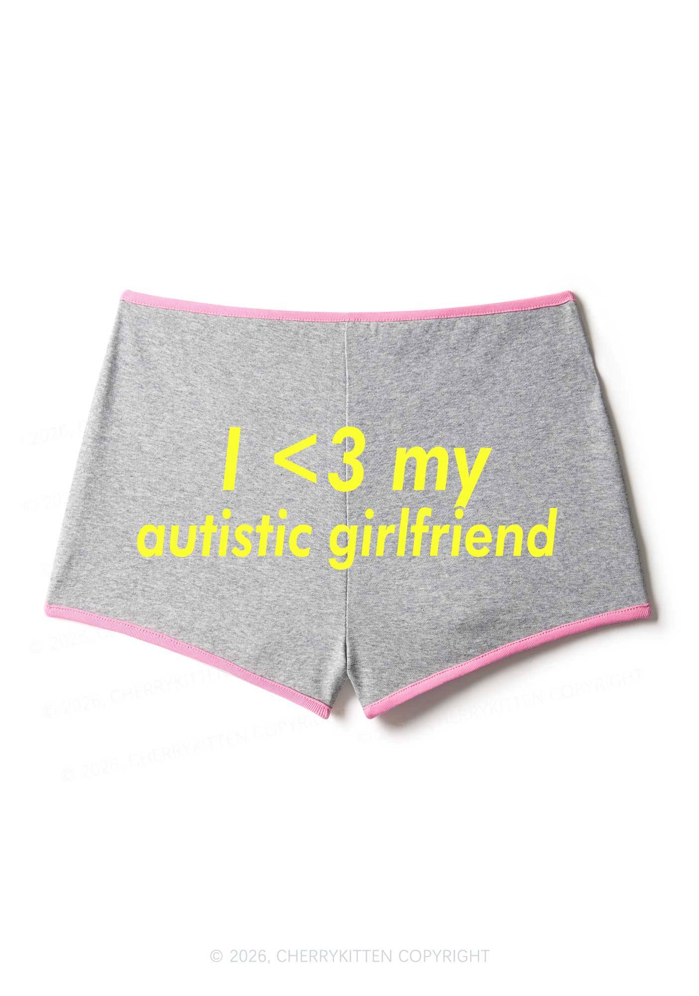 I Love My Autistic GF Valentine's Day Y2K Booty Shorts Cherrykitten - Image 9