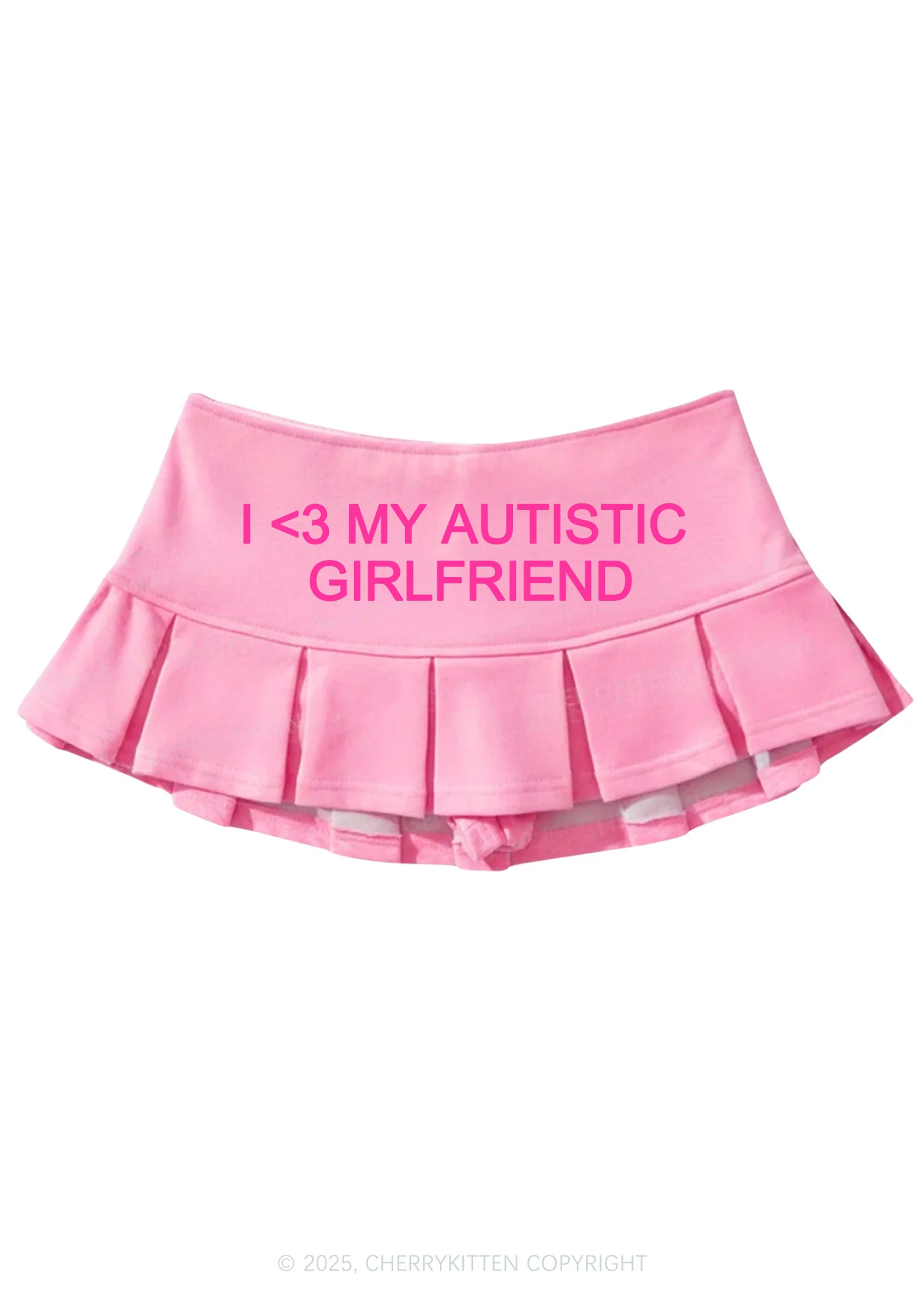 I Love My Autistic GF Valentine's Day Y2K Mini Pleated Skirts Cherrykitten - Image 3
