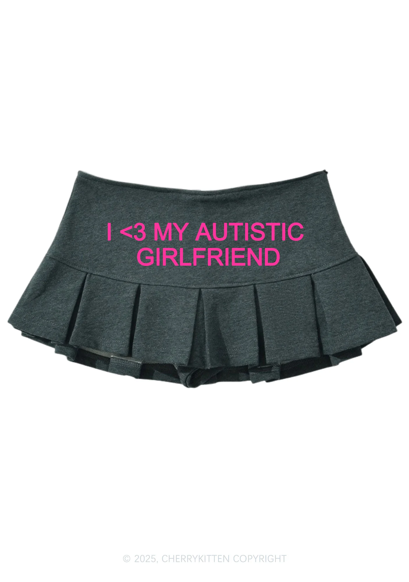 I Love My Autistic GF Valentine's Day Y2K Mini Pleated Skirts Cherrykitten - Image 5
