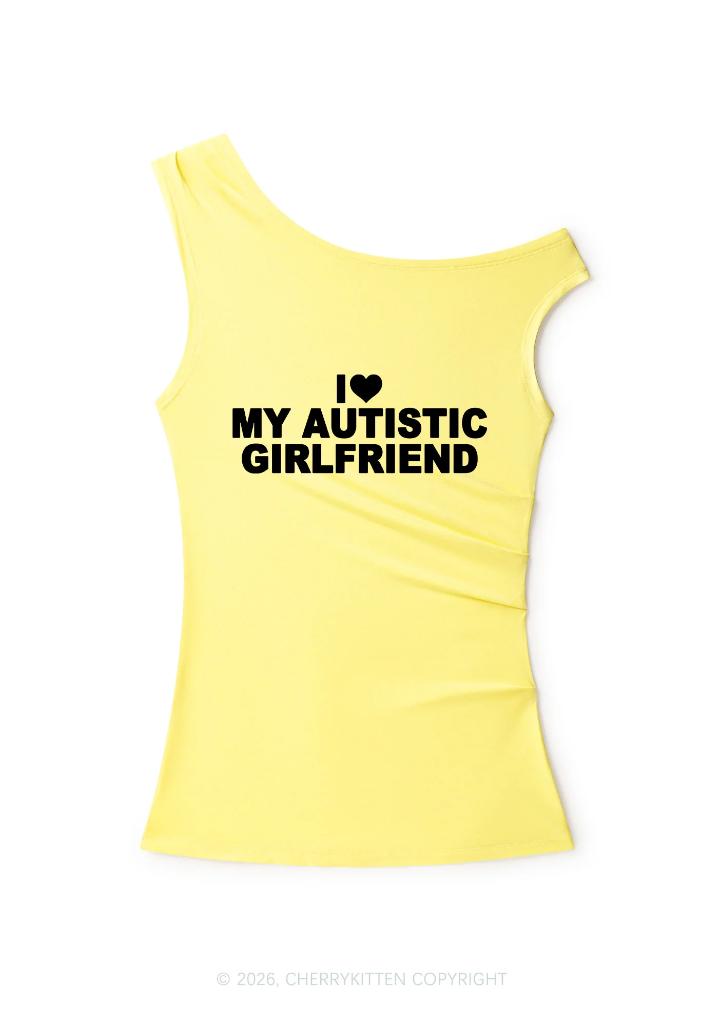 I Love My Autistic GF Valentine's Day Y2K Off Shoulder Tank Top Cherrykitten - Image 3