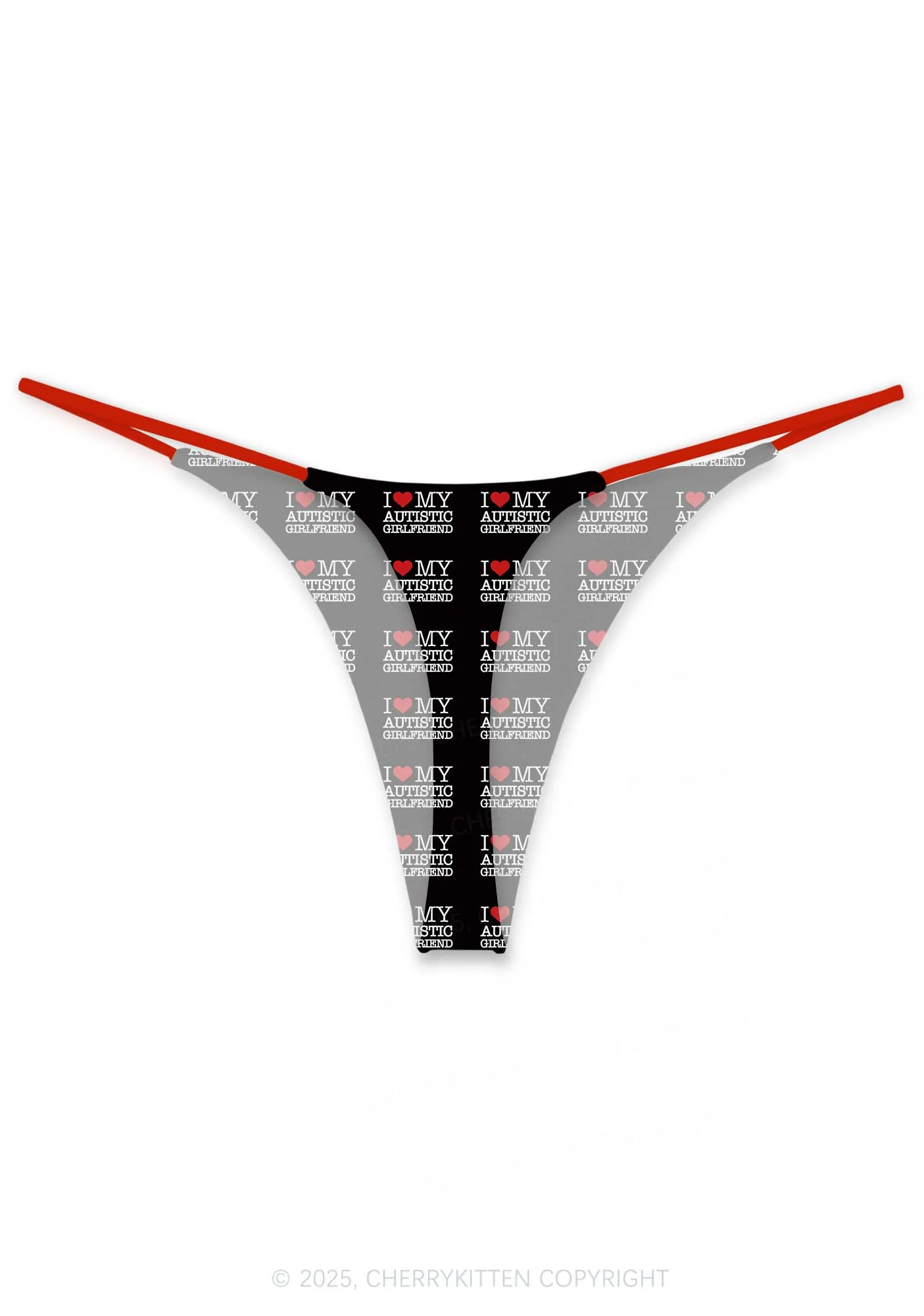 I Love My Autistic GF Valentine's Day Y2K Print Couples Thong Set Cherrykitten - Image 3