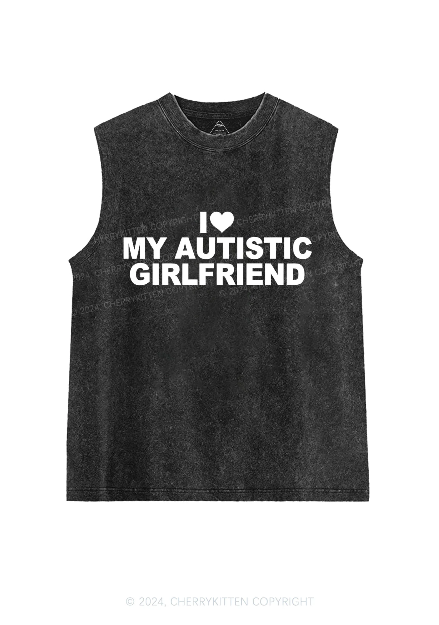 I Love My Autistic GF Y2K Valentine's Day Washed Tank Cherrykitten - Image 4