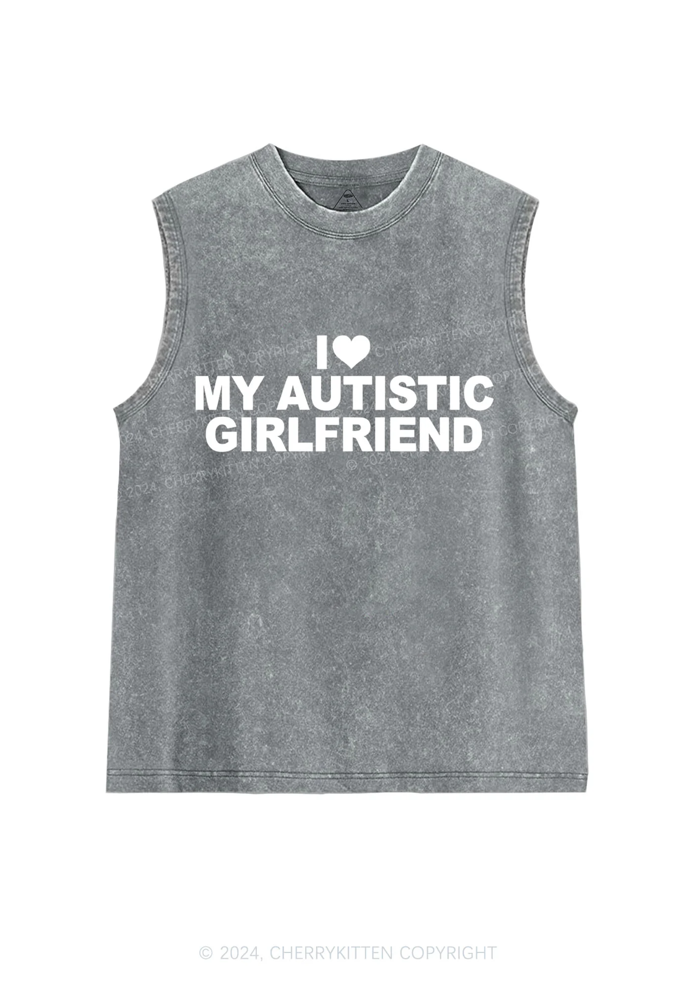 I Love My Autistic GF Y2K Valentine's Day Washed Tank Cherrykitten - Image 6