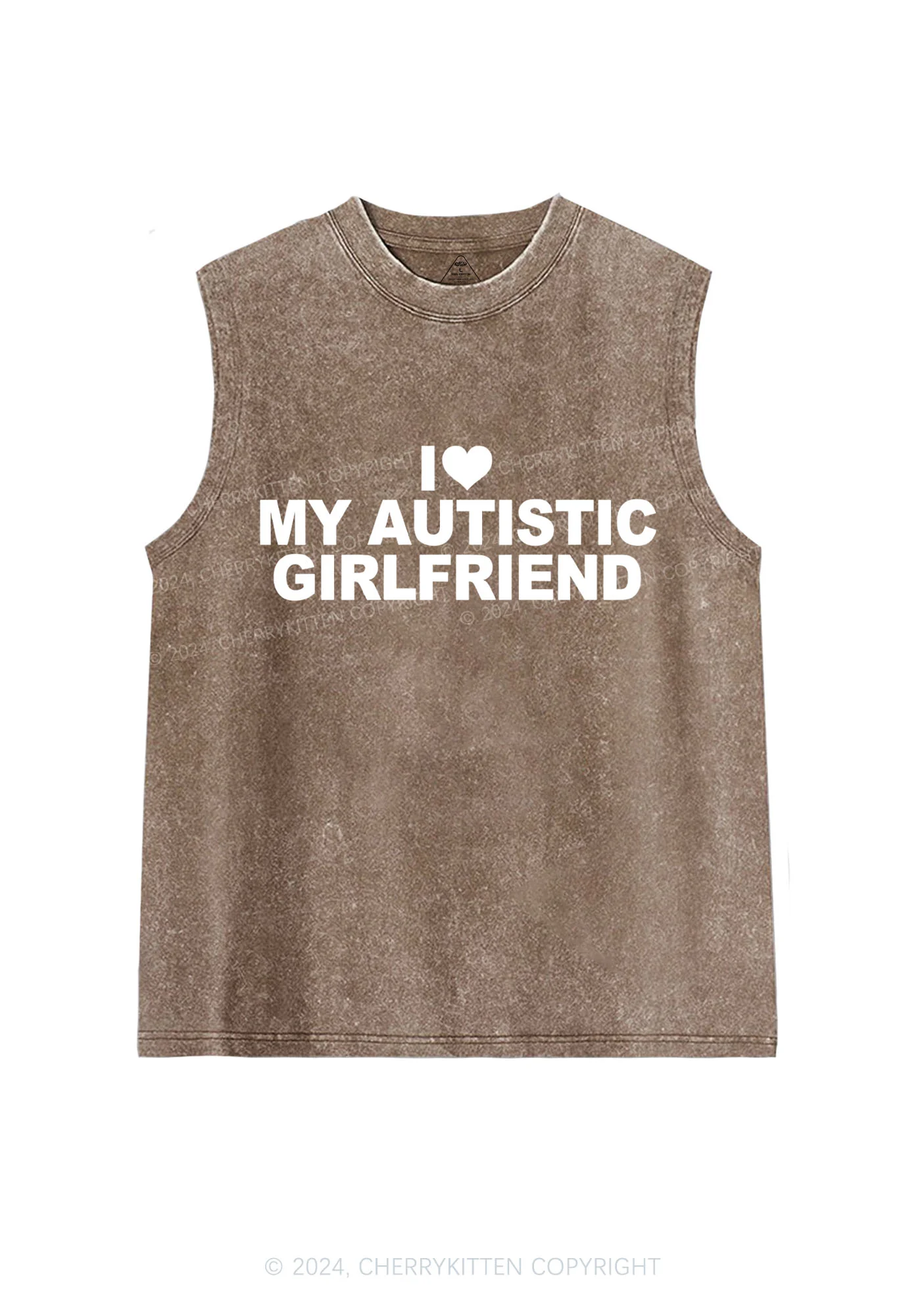 I Love My Autistic GF Y2K Valentine's Day Washed Tank Cherrykitten - Image 7