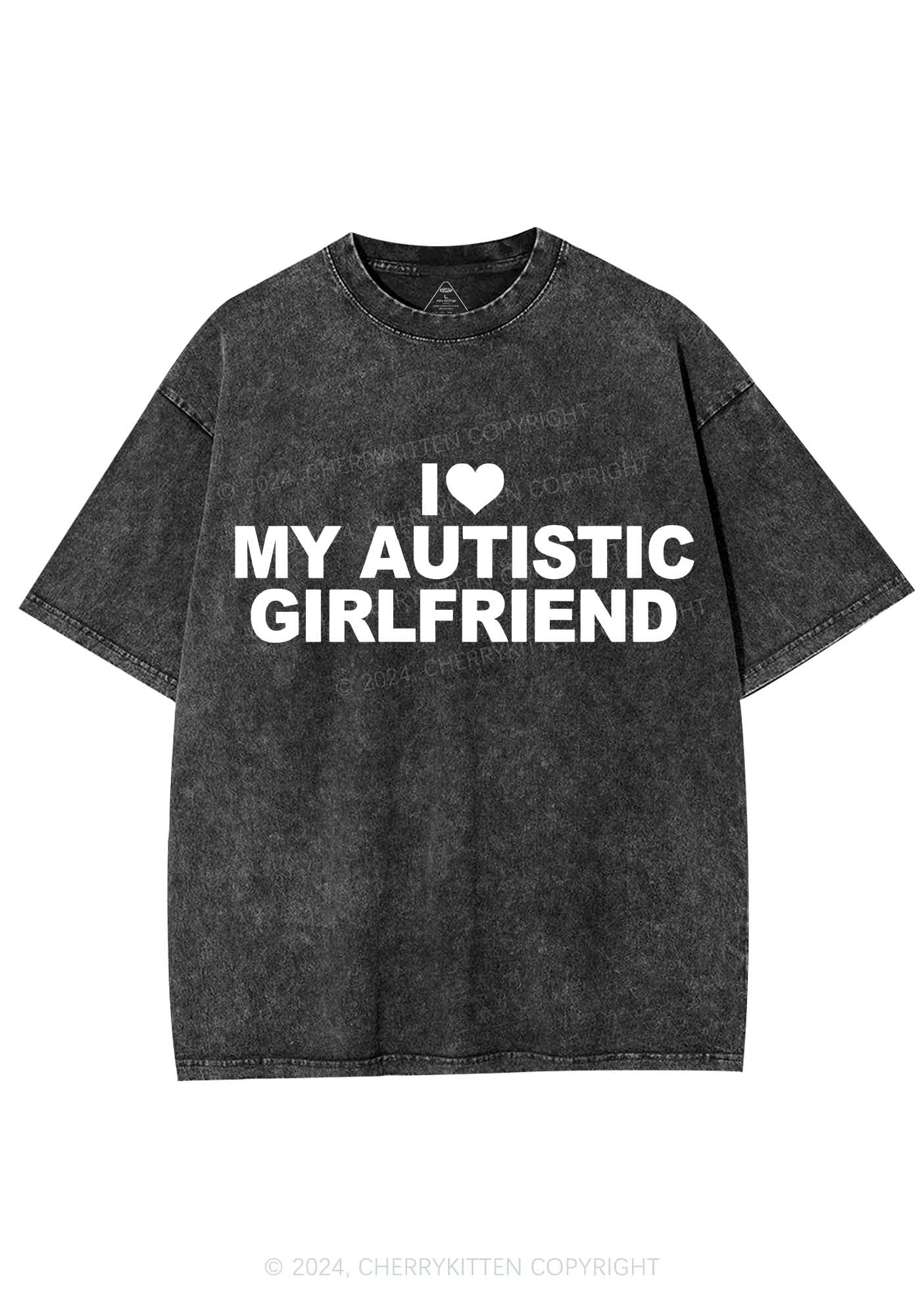I Love My Autistic GF Y2K Valentine's Day Washed Tee Cherrykitten - Image 4