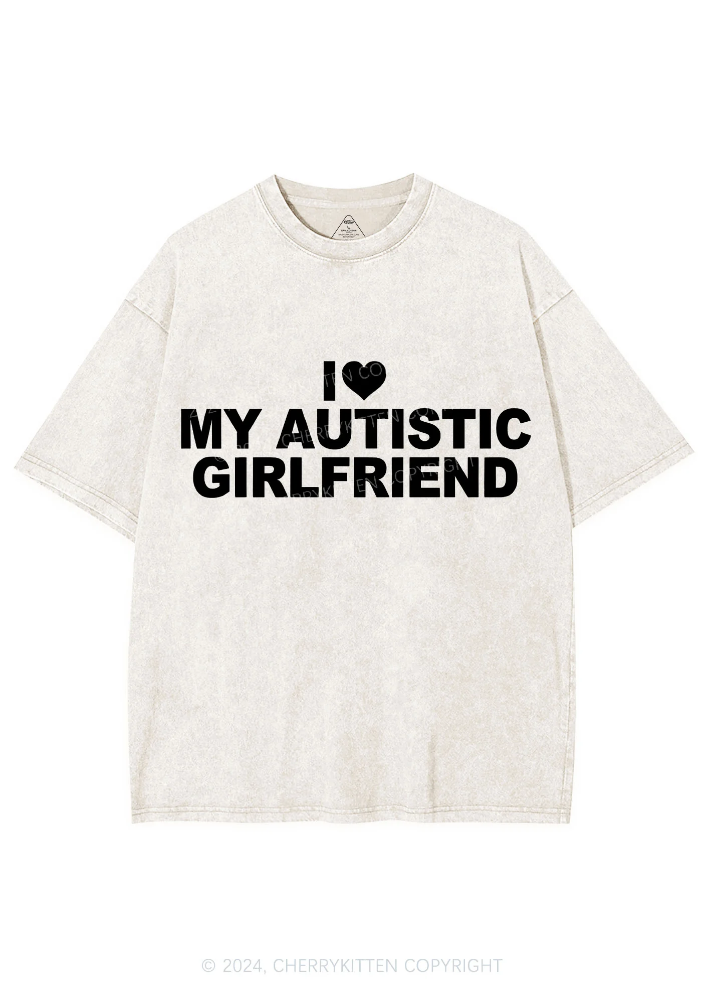 I Love My Autistic GF Y2K Valentine's Day Washed Tee Cherrykitten - Image 6
