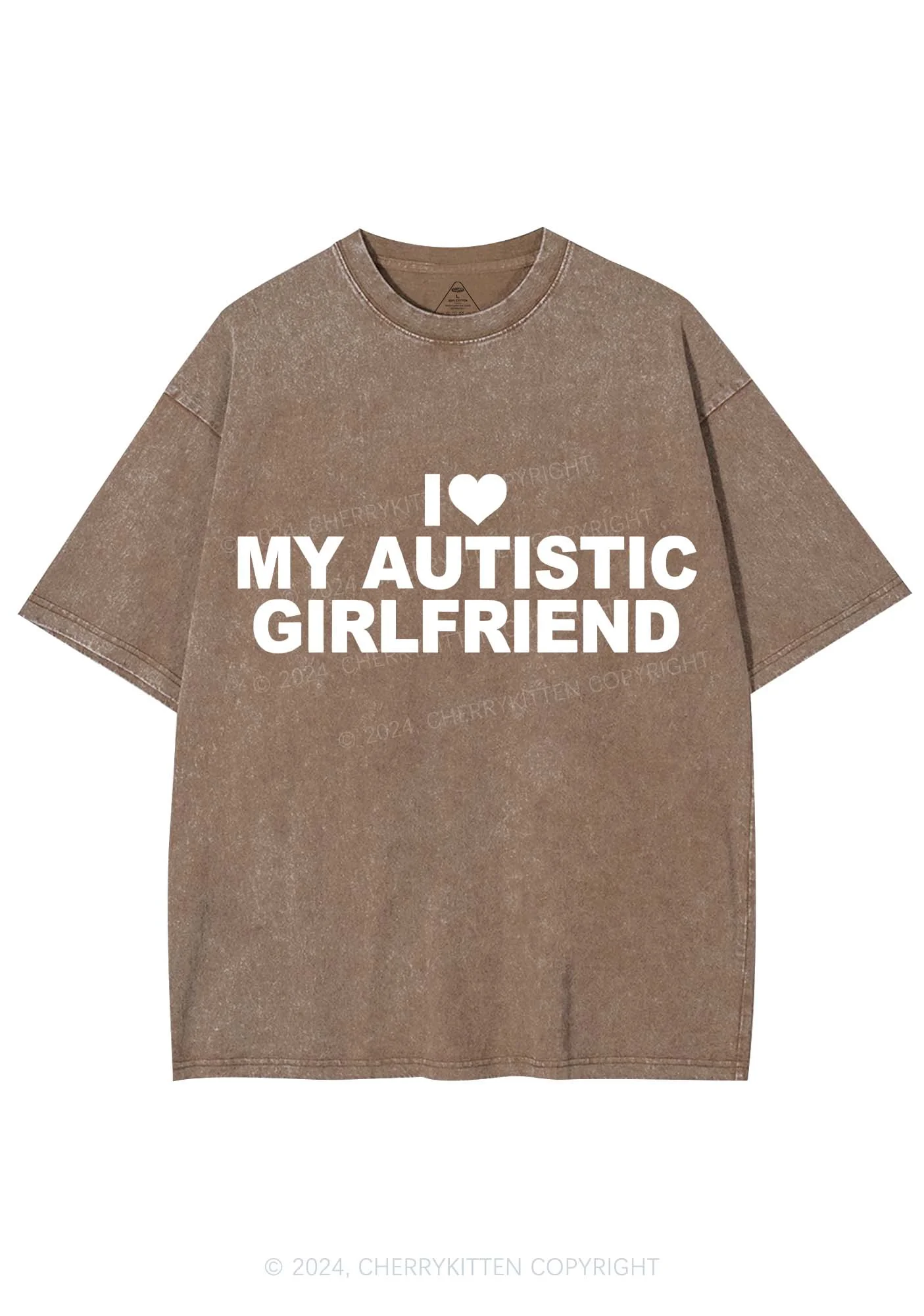 I Love My Autistic GF Y2K Valentine's Day Washed Tee Cherrykitten - Image 8