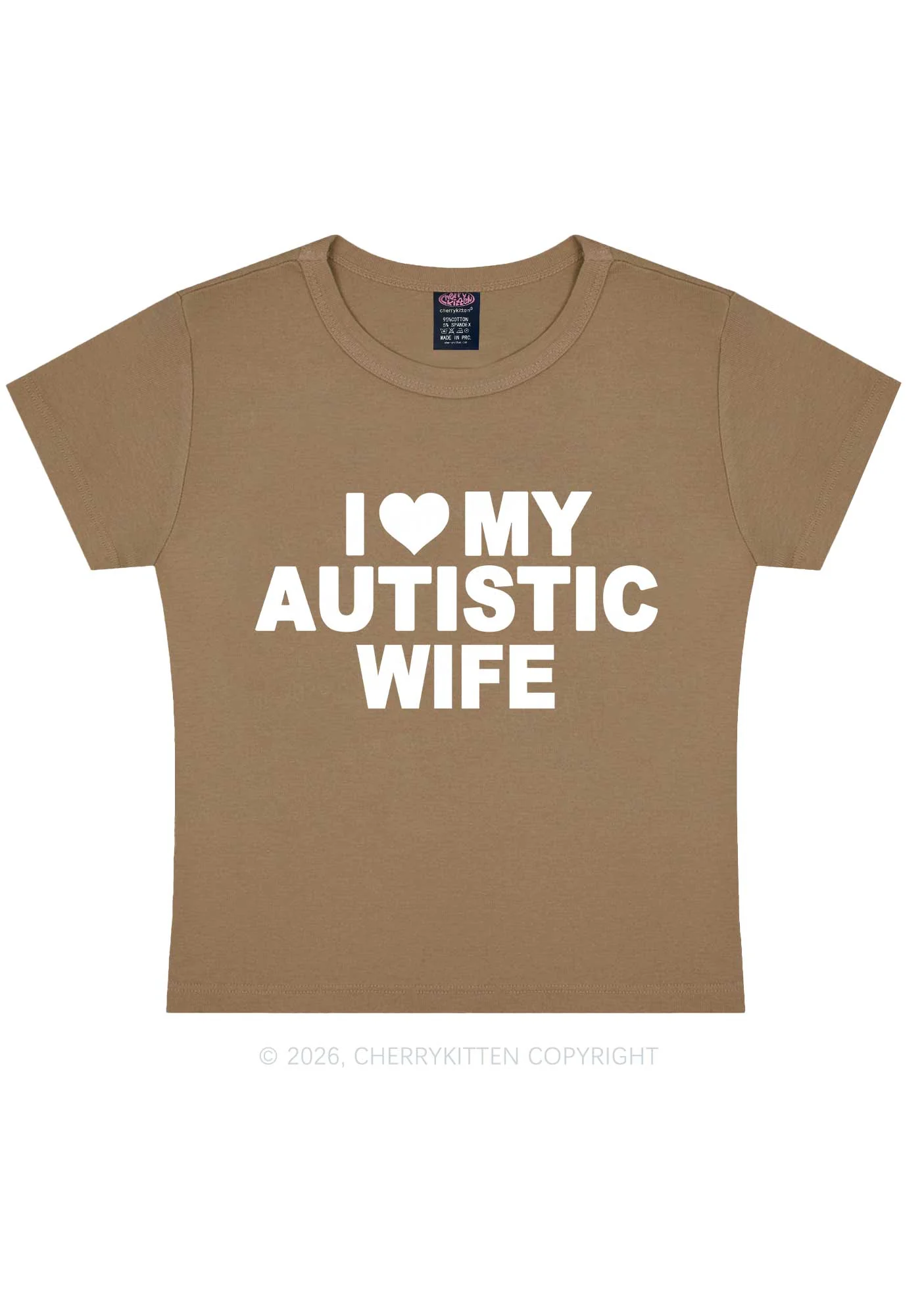 I Love My Autistic Wife Y2K Baby Tee Cherrykitten - Image 10