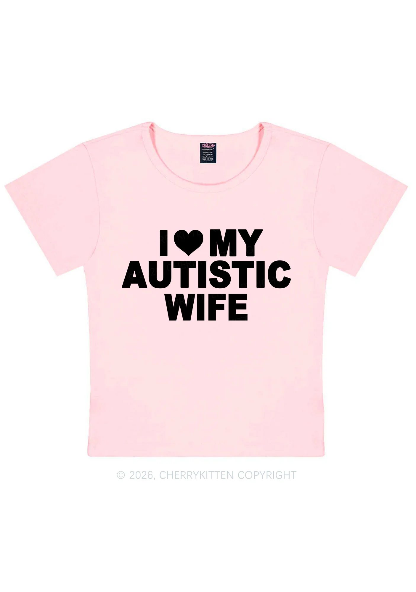I Love My Autistic Wife Y2K Baby Tee Cherrykitten - Image 11