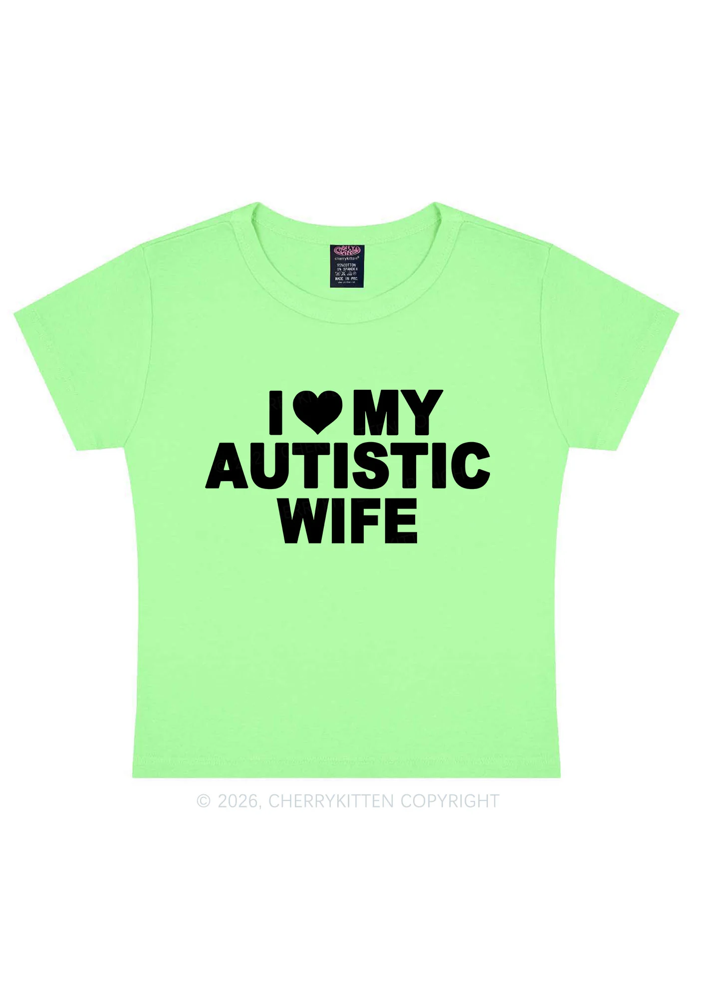 I Love My Autistic Wife Y2K Baby Tee Cherrykitten - Image 12