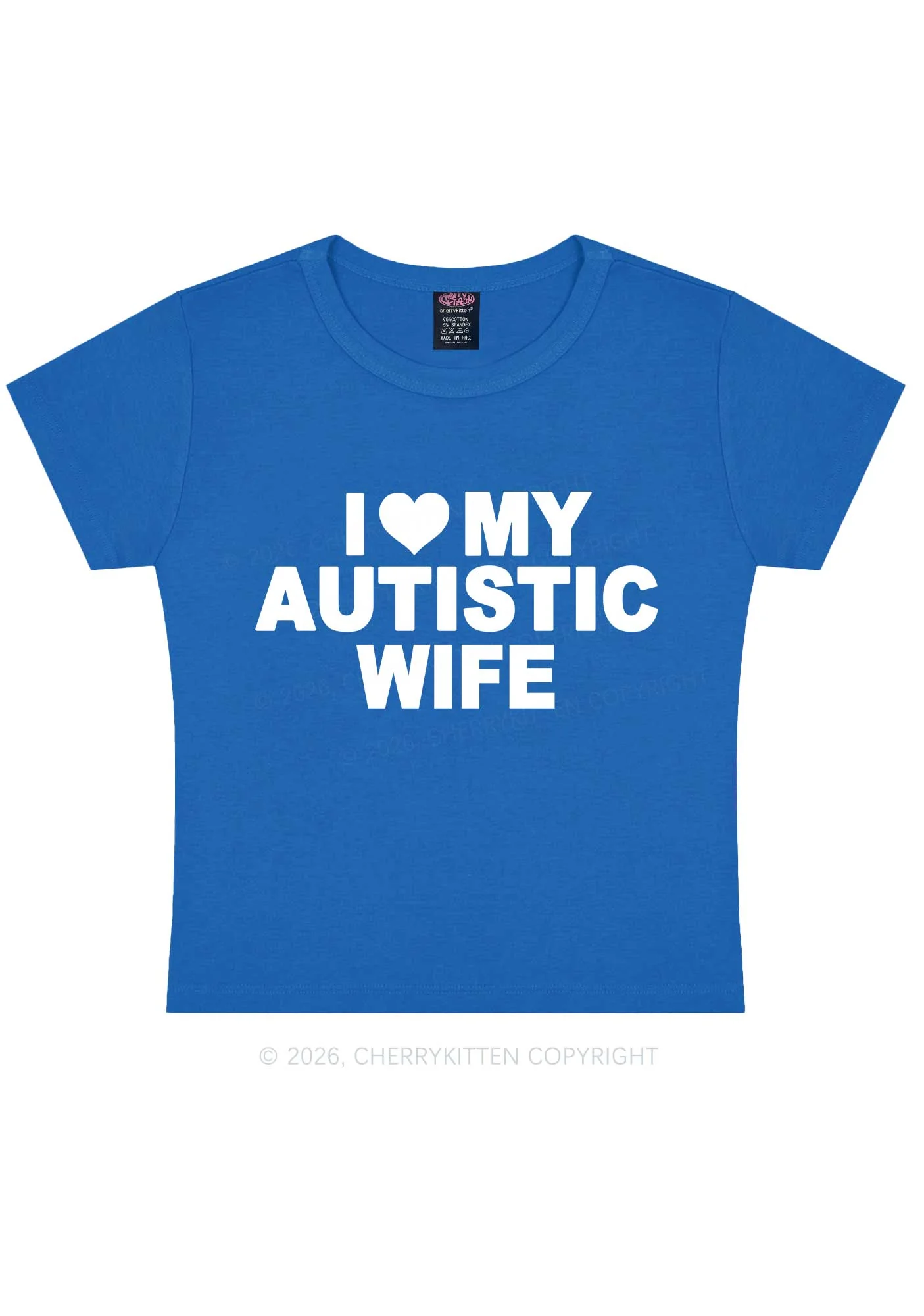 I Love My Autistic Wife Y2K Baby Tee Cherrykitten - Image 8