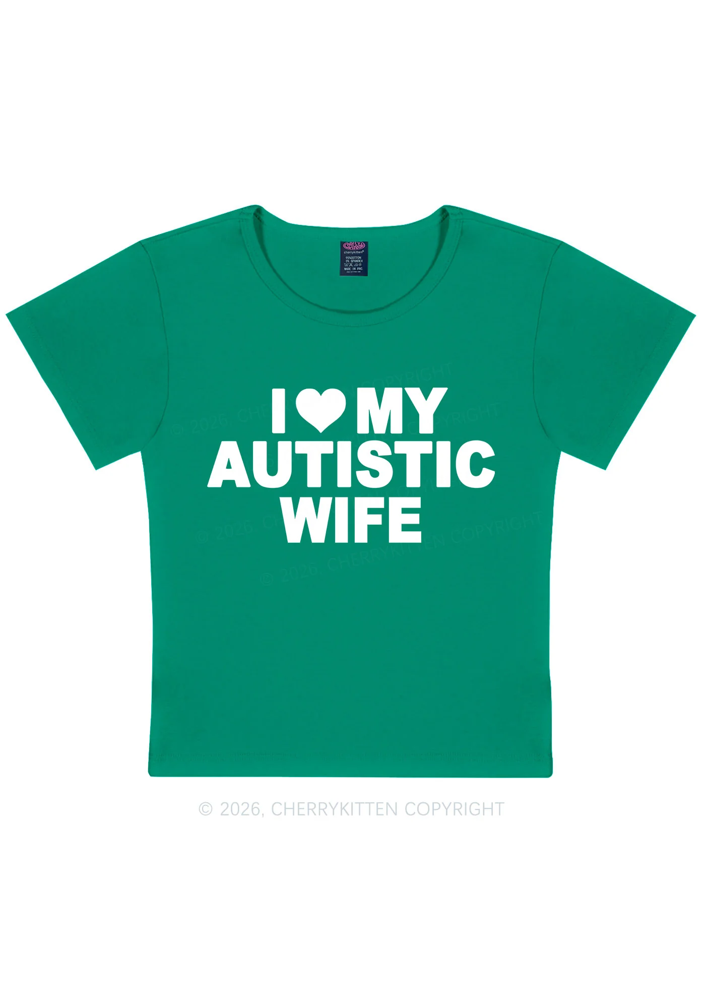 I Love My Autistic Wife Y2K Baby Tee Cherrykitten - Image 9
