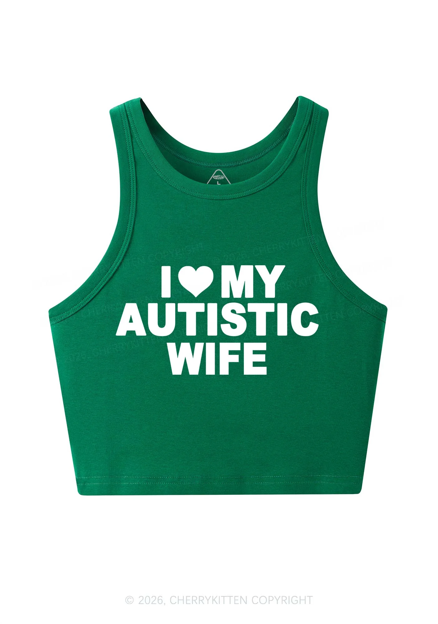 I Love My Autistic Wife Y2K Crop Tank Top Cherrykitten - Image 3